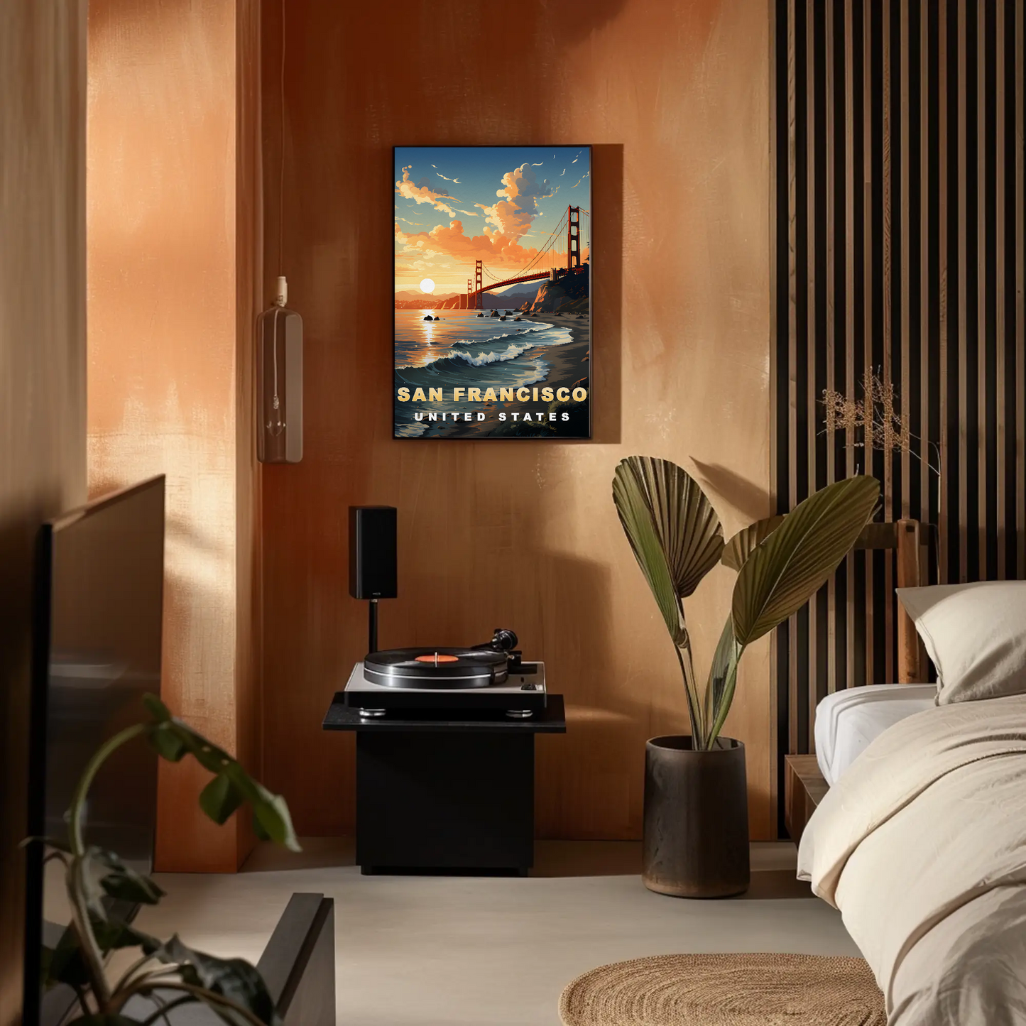 San Francisco Golden Gate Sunset Vintage Travel Poster