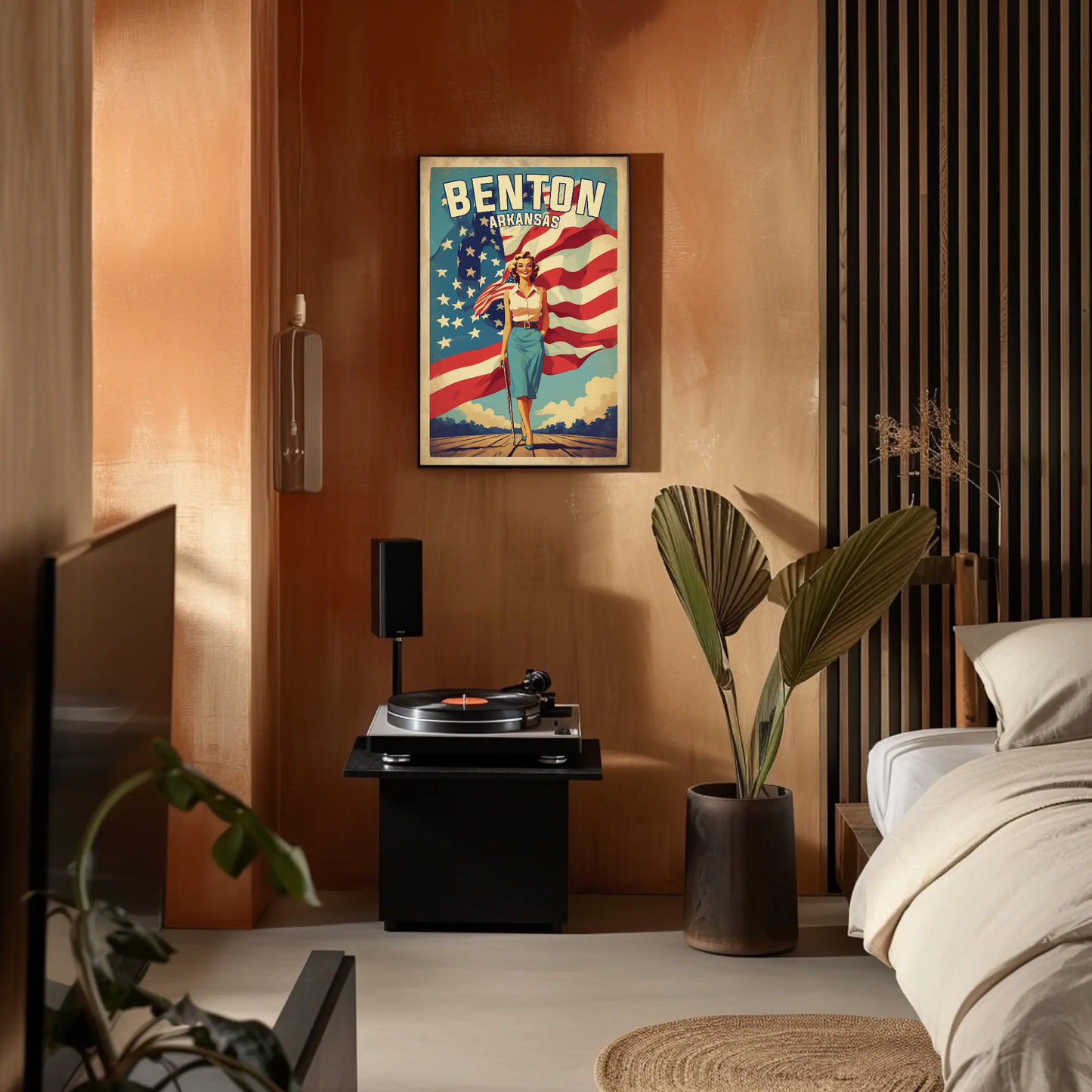 Benton Arkansas Pinup Patriot Vintage Travel Poster