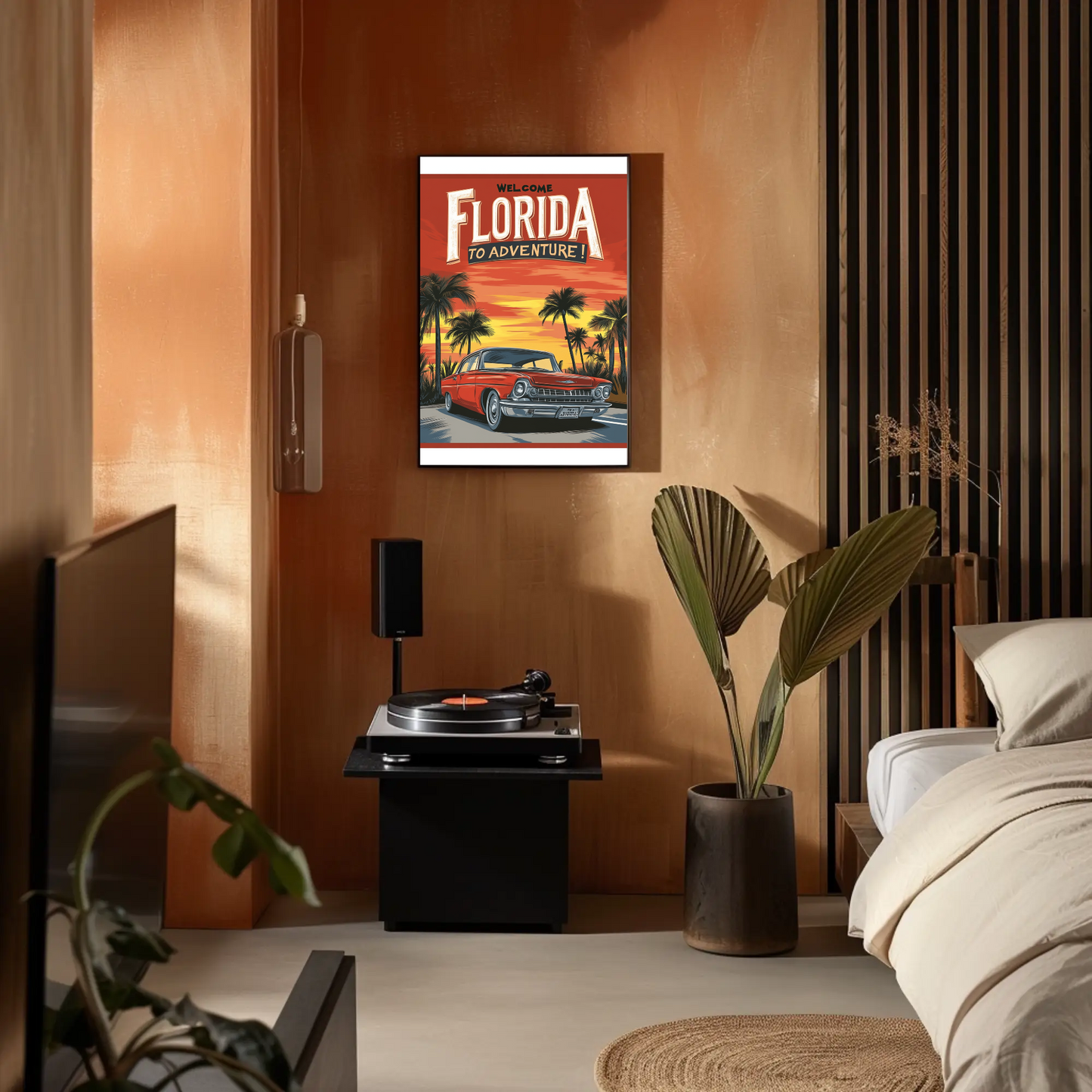 Florida Sunset Adventure Vintage Travel Poster