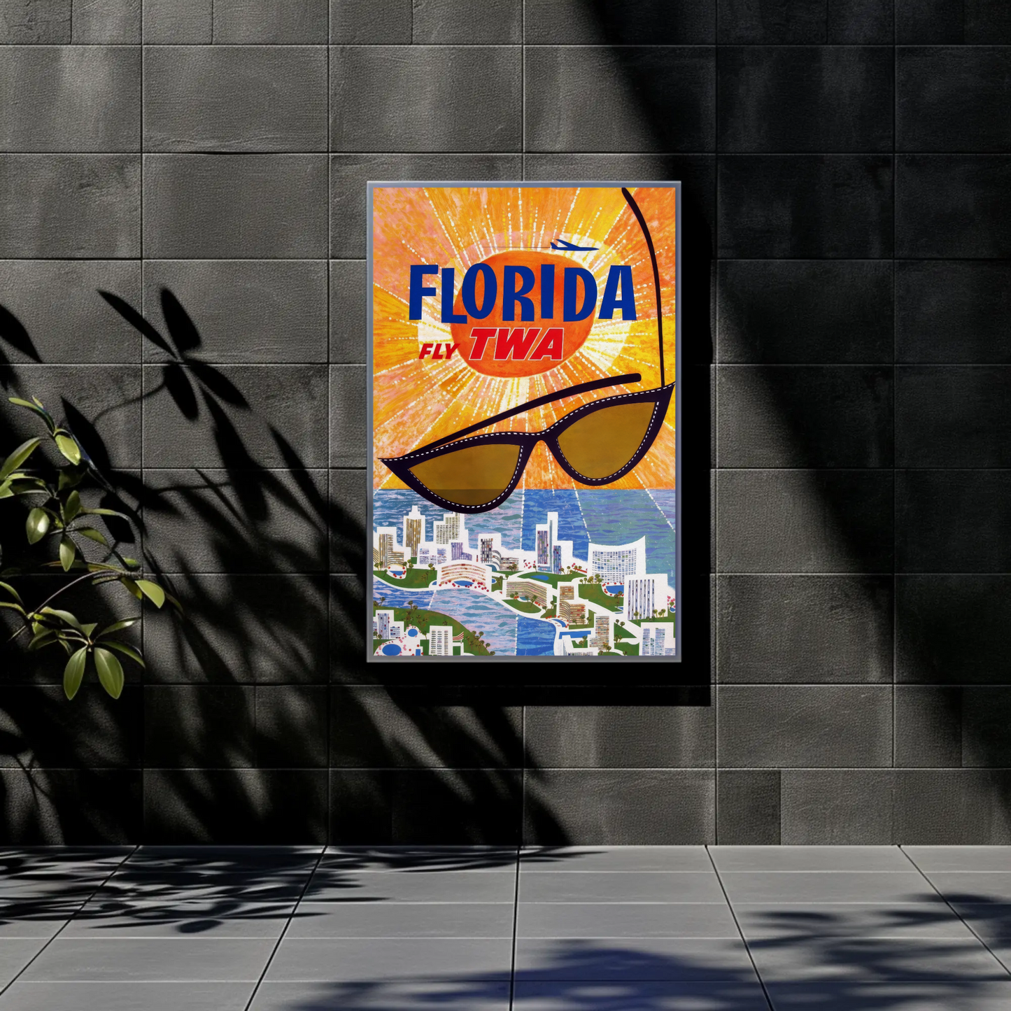 1960s Florida Fly TWA Vintage Style Travel Poster