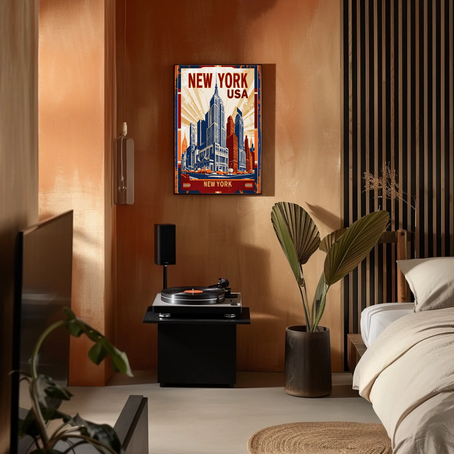 New York USA Empire State Building Vintage Travel Poster