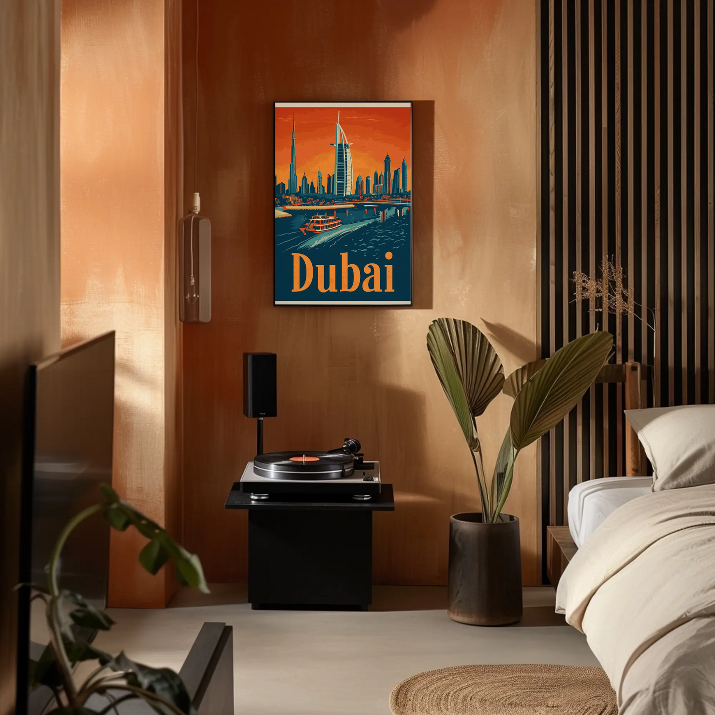 Dubai Cityscape Vintage Poster
