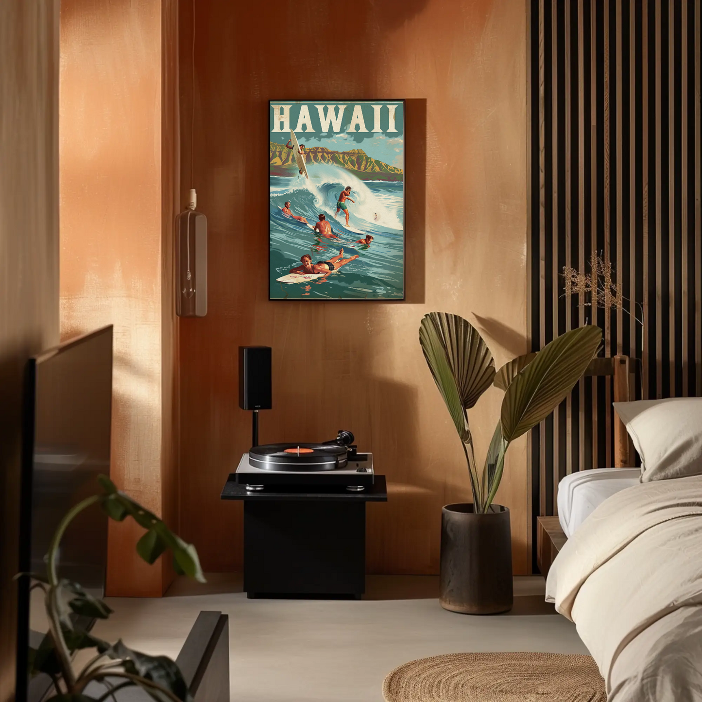Vintage Poster Hawaii Surfing