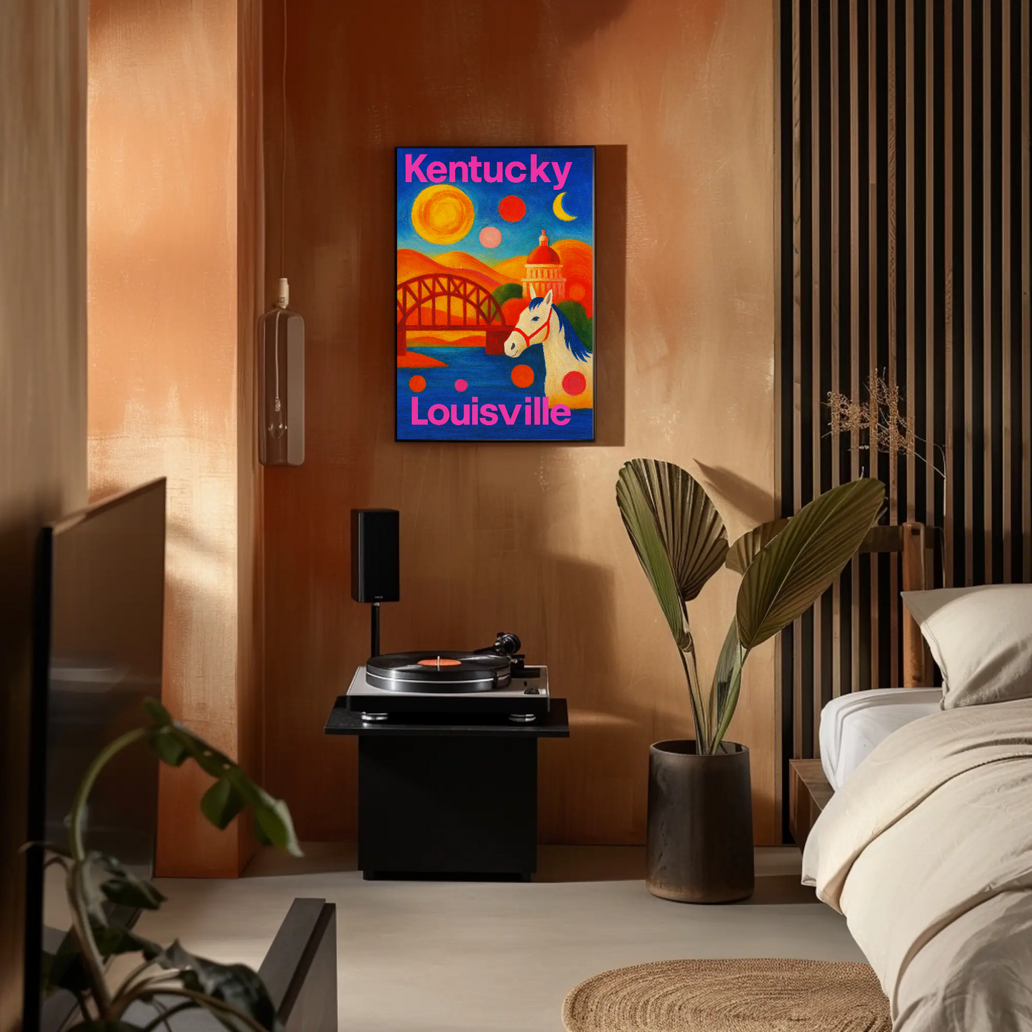 Louisville Kentucky Skyline Retro Vintage Travel Poster