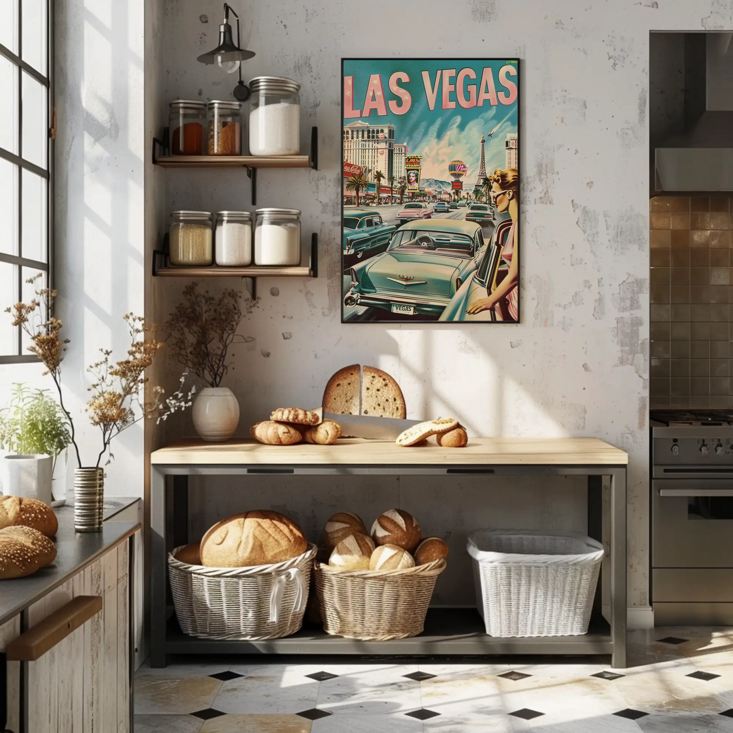 Las Vegas Retro Scene Poster