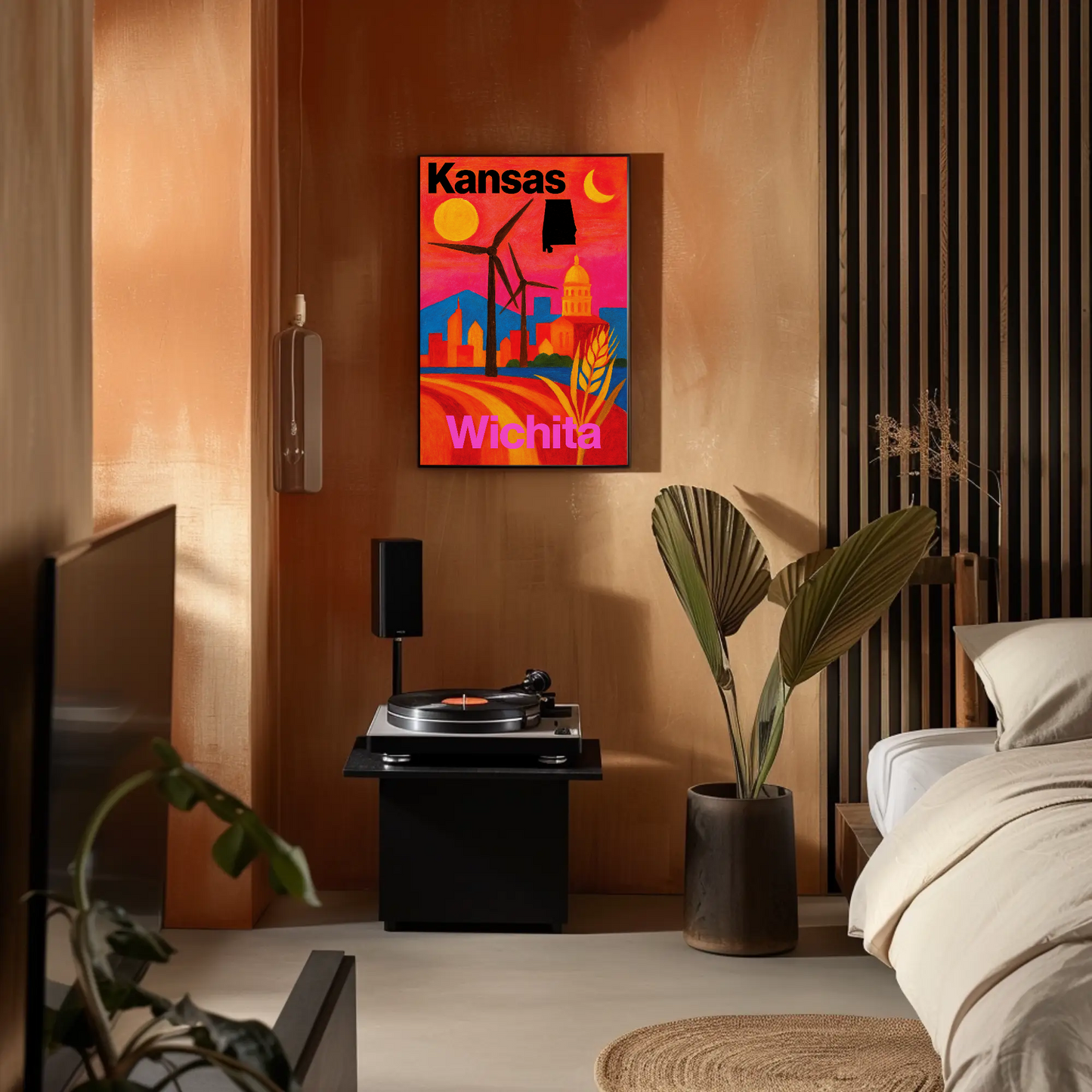 Wichita Kansas Skyline Retro Vintage Travel Poster