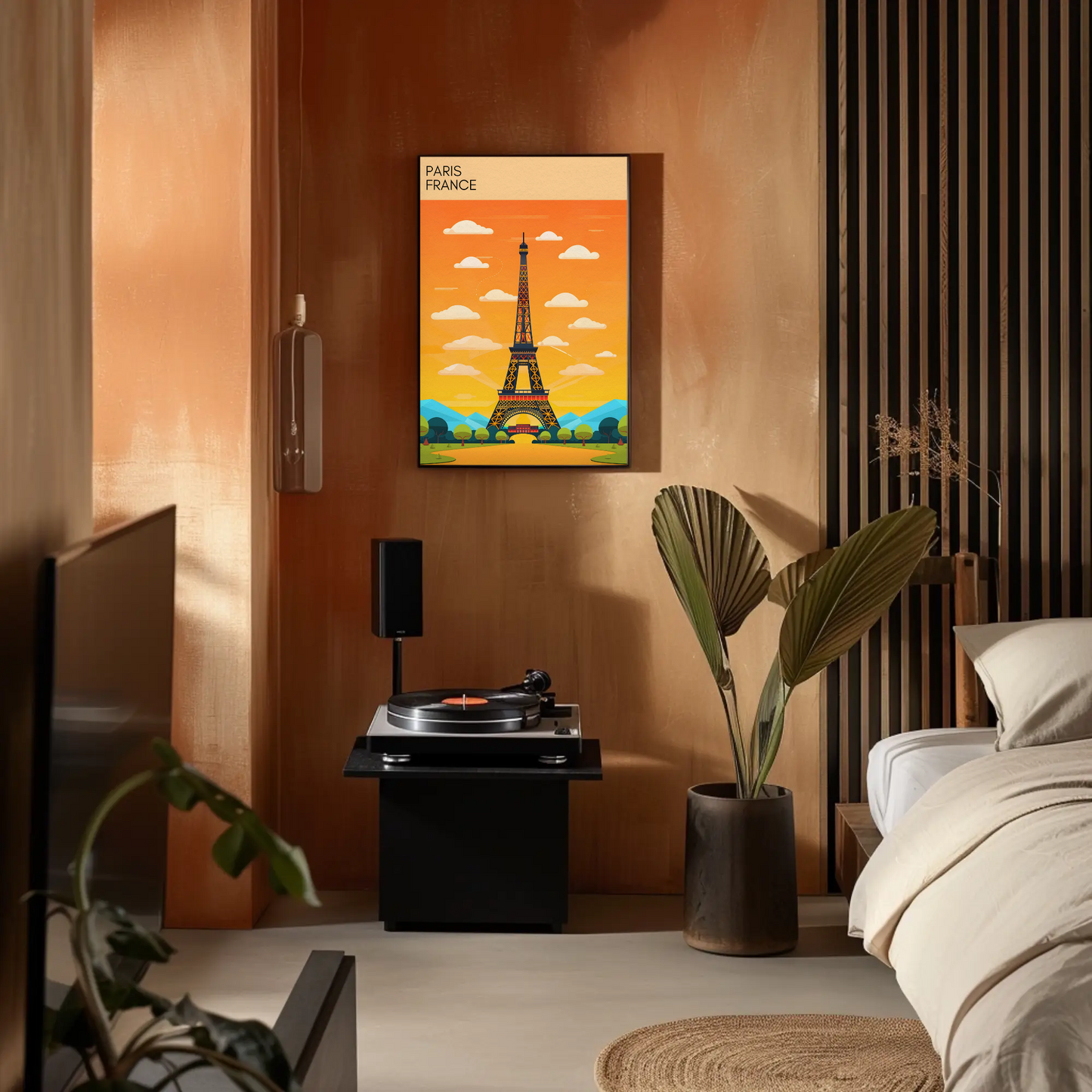 Paris France Bright Cartoon Eiffel Tower