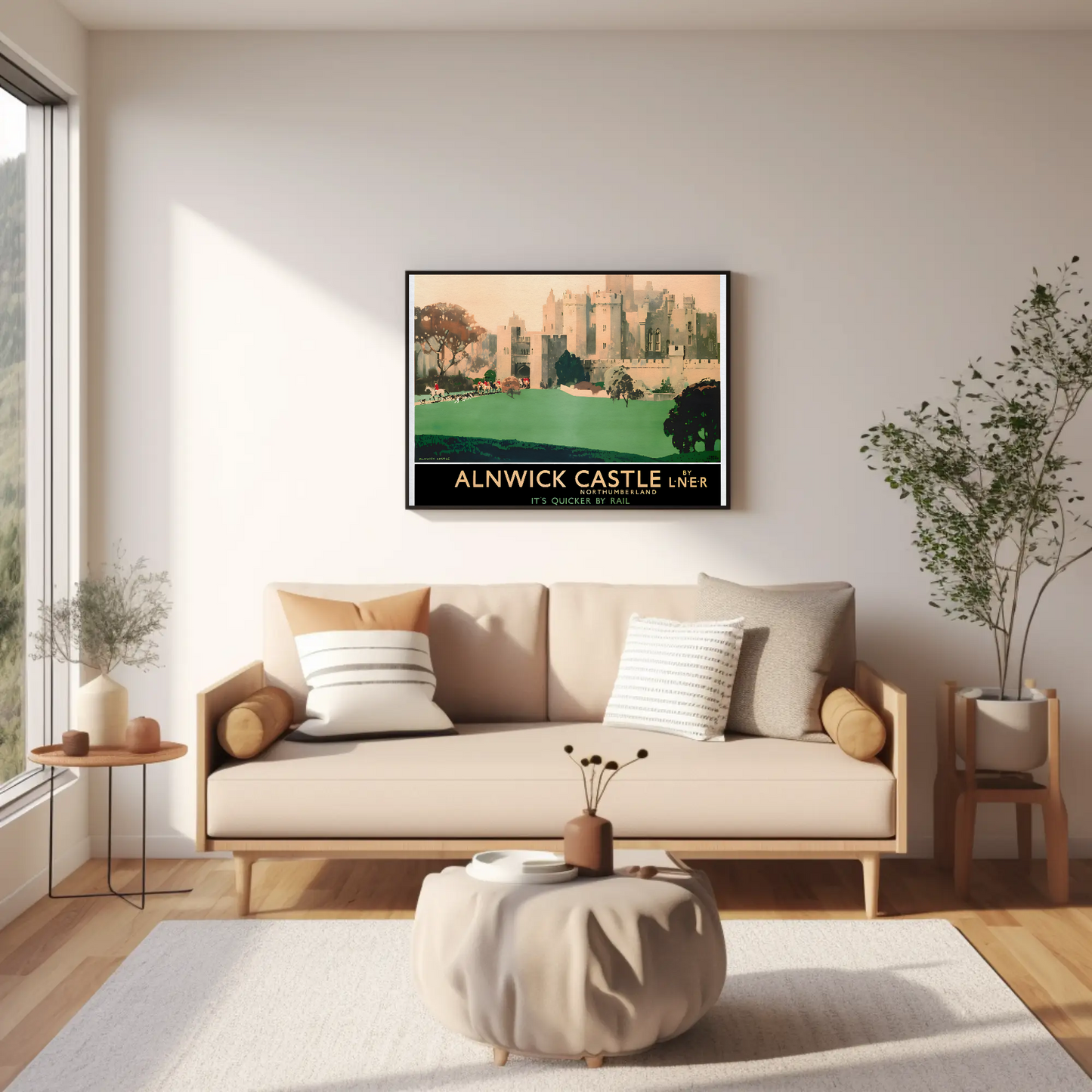 Alnwick Castle - It's Quicker by Rail Poster
