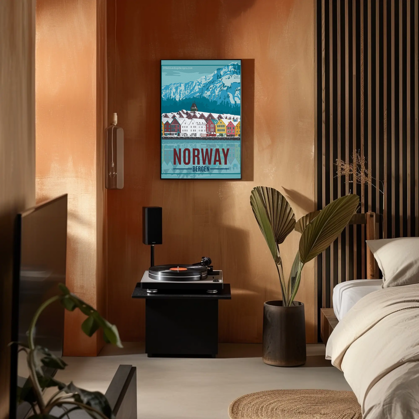 Norway Vintage Poster Bergen Winter