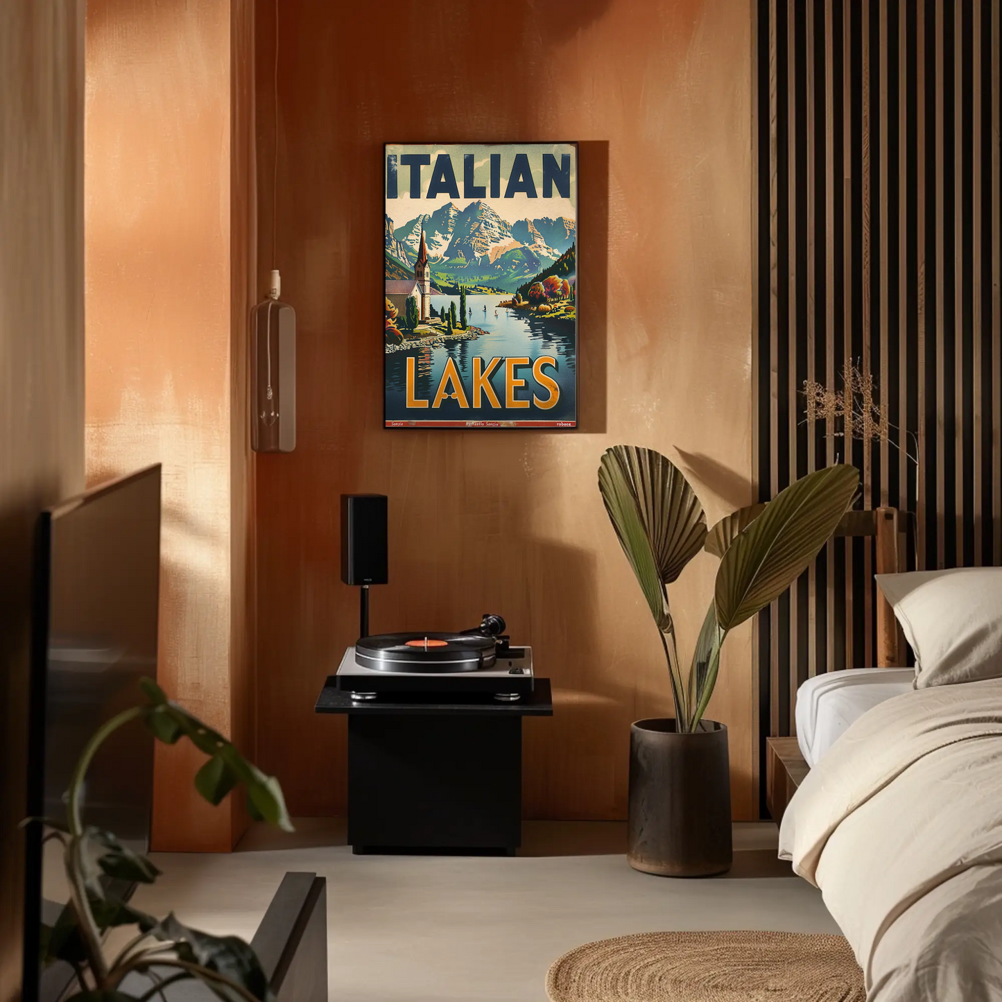 Italian Lakes Vintage Poster - Mountains Reflection