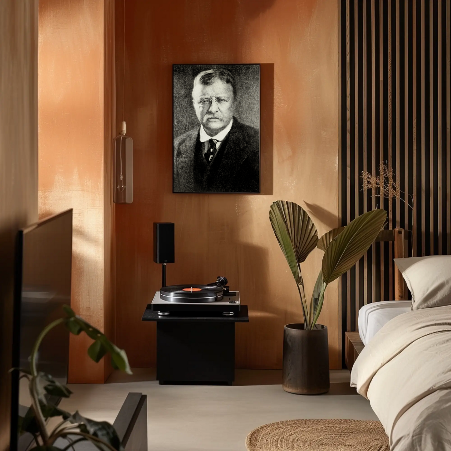 Theodore Roosevelt Portrait Drawing Vintage Poster