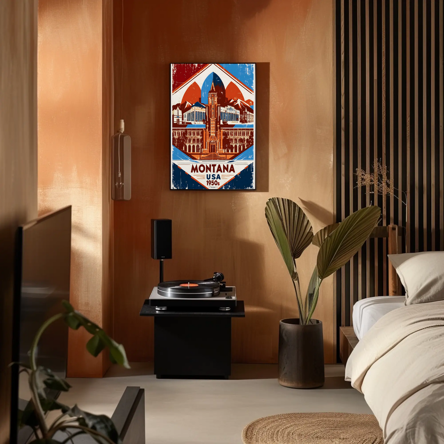 Montana USA 1950s Mountain Capitol Vintage Travel Poster