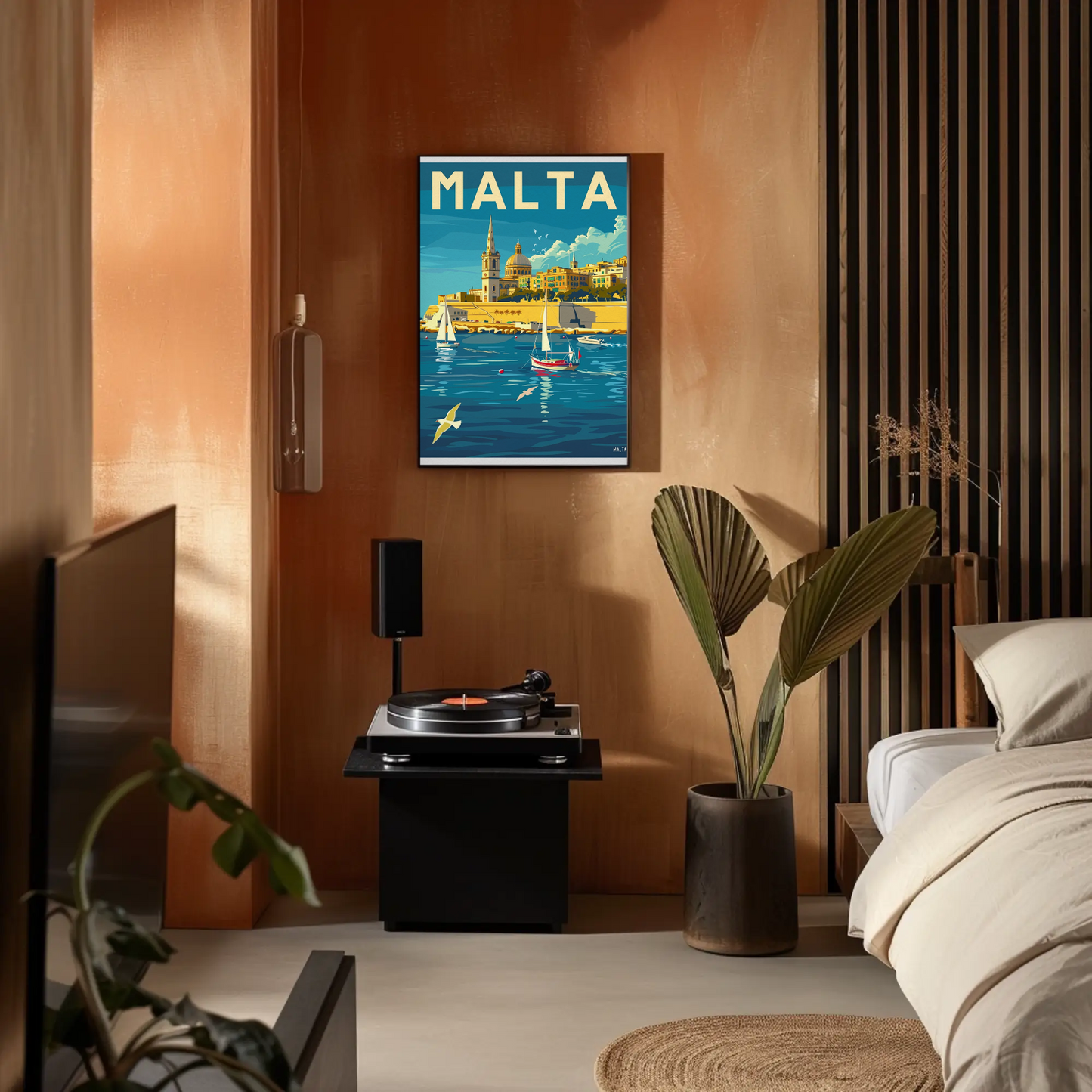 Malta Vintage Travel Poster - Mediterranean Harbor
