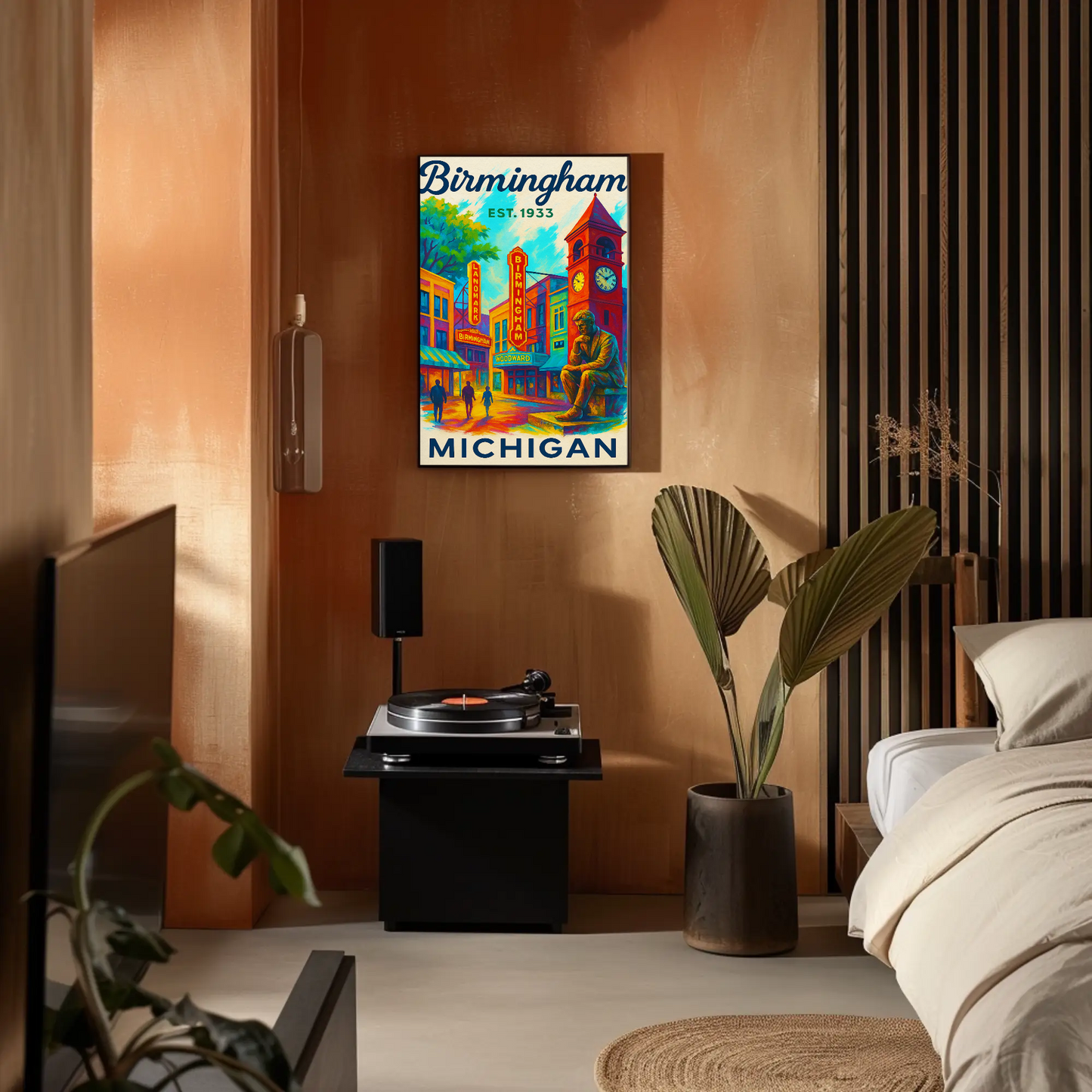 Birmingham Michigan Est. 1933 Wall Art Vintage Travel Poster