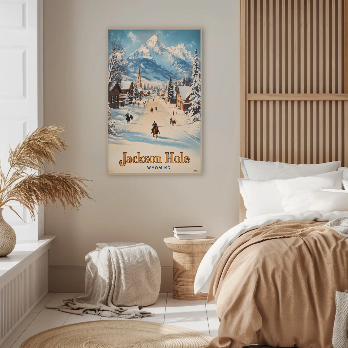 Jackson Hole Wyoming Vintage Poster - Snowy Town