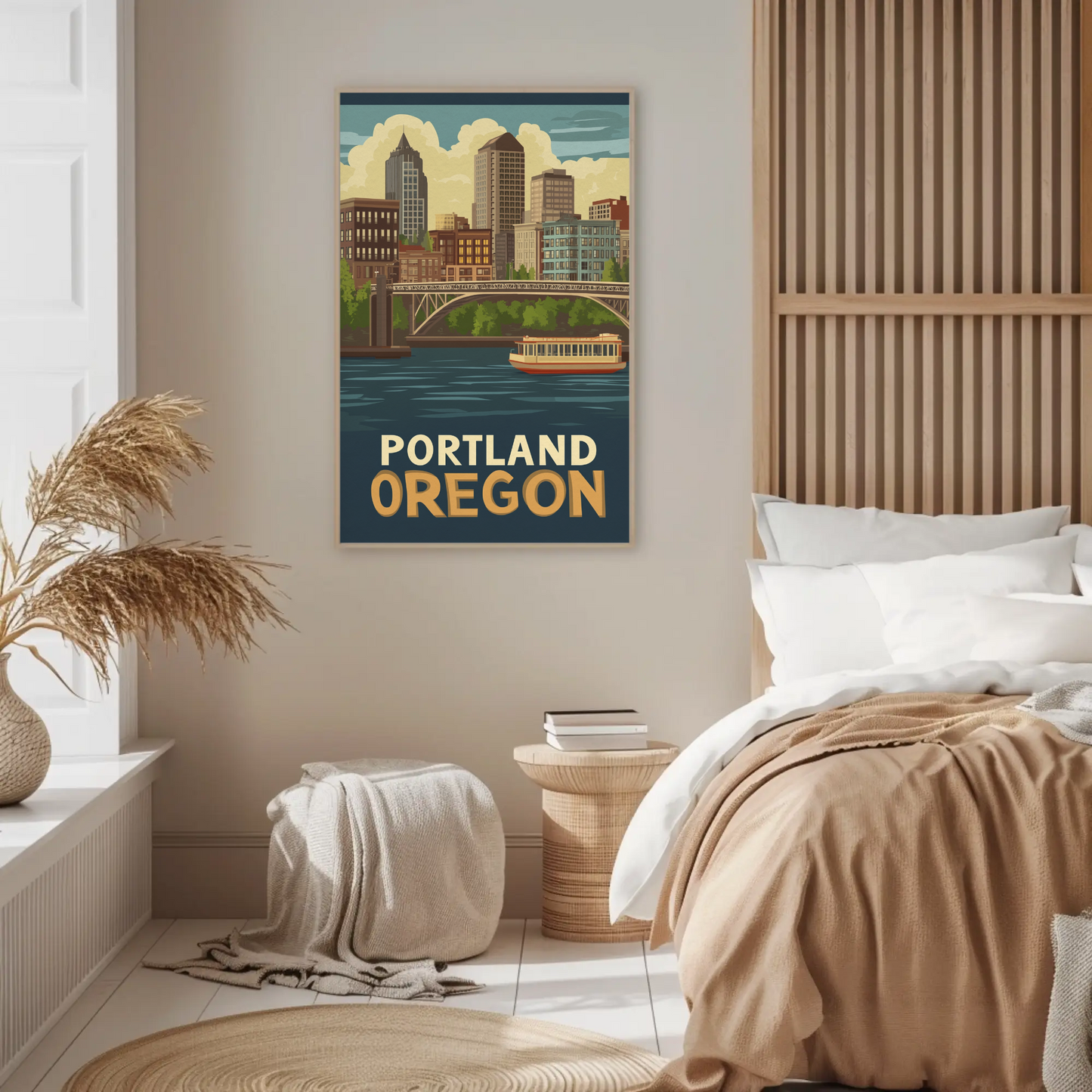 Portland Oregon Cityscape Vintage Poster