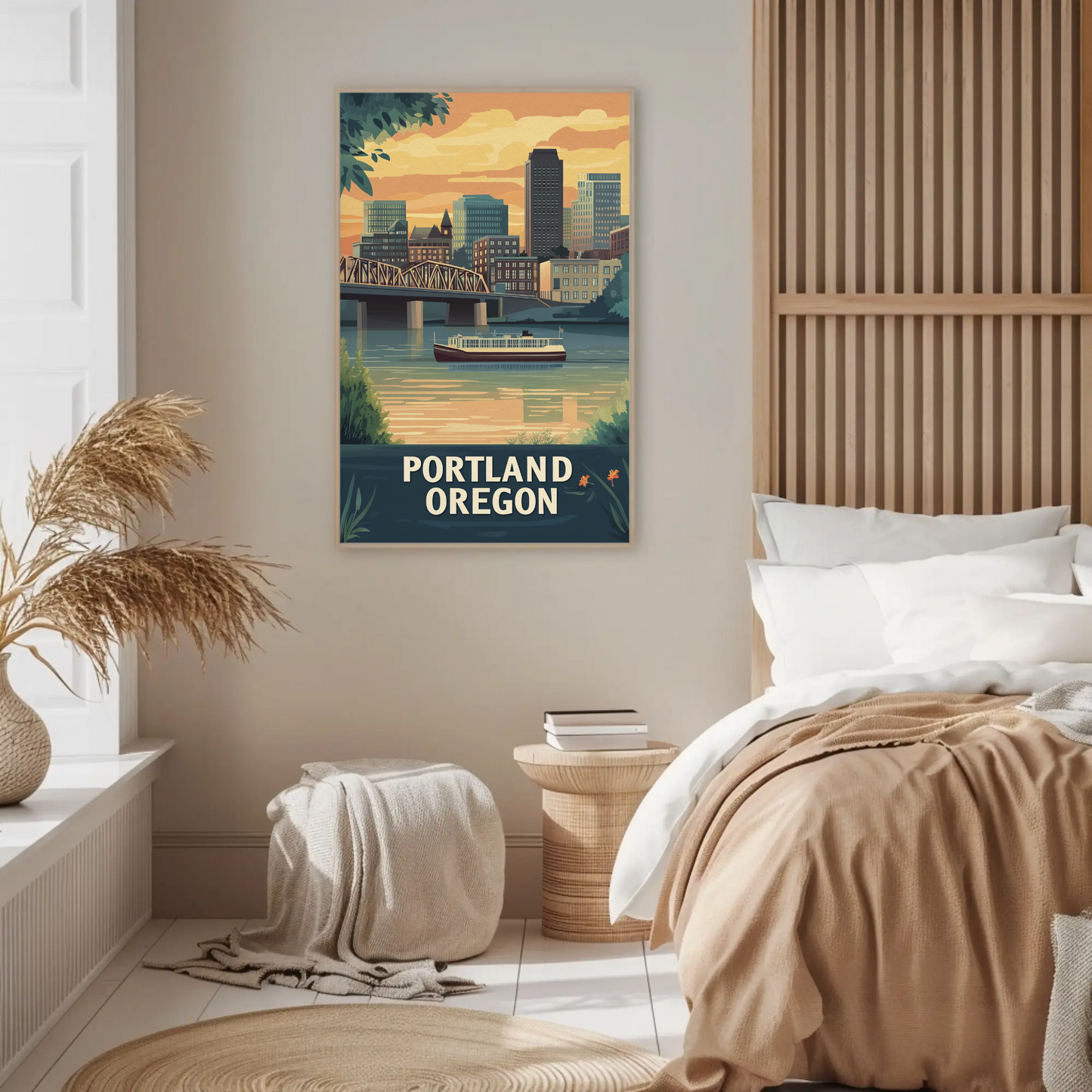 Portland Oregon Sunset Vintage Poster