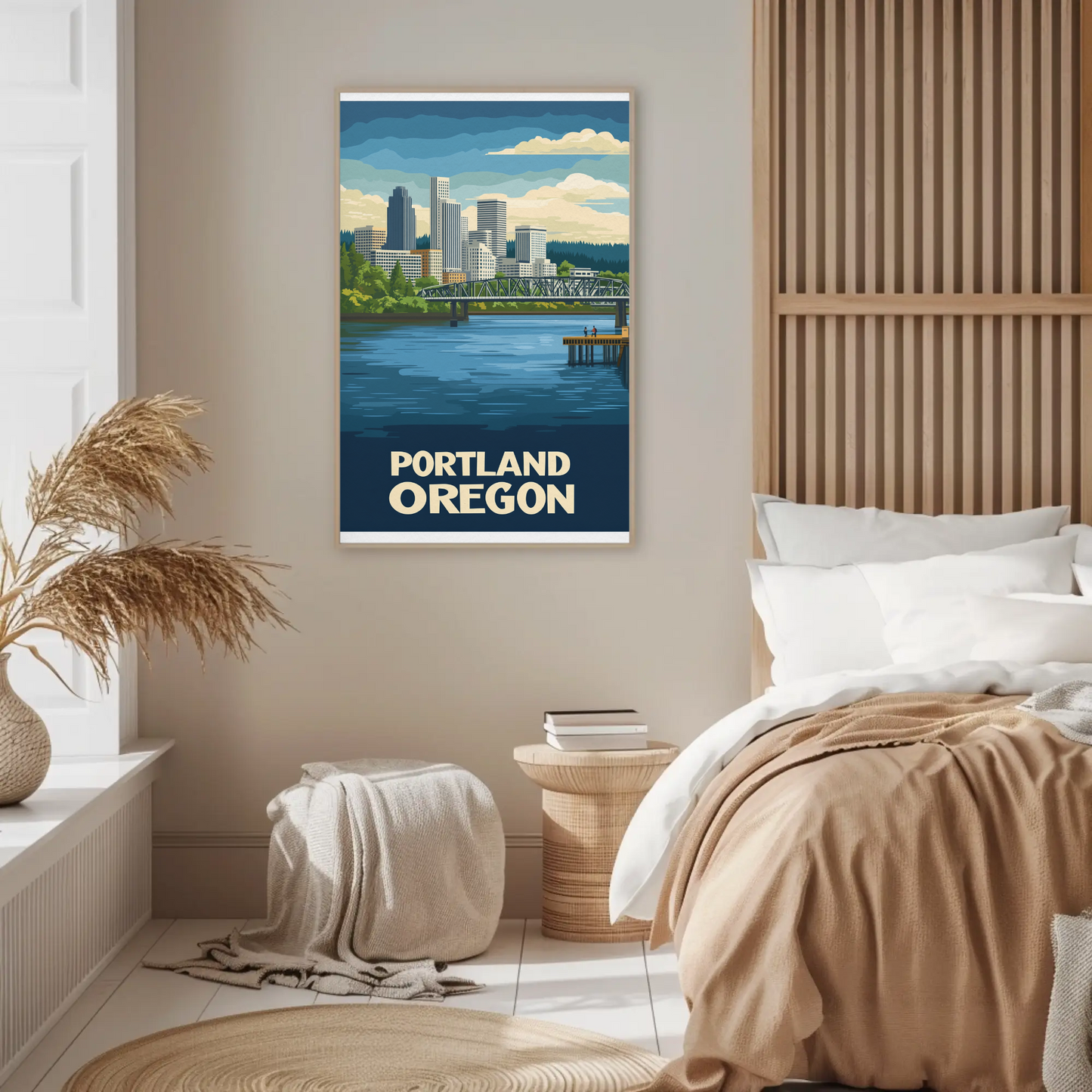 Vintage Travel Poster - Portland Oregon Riverfront