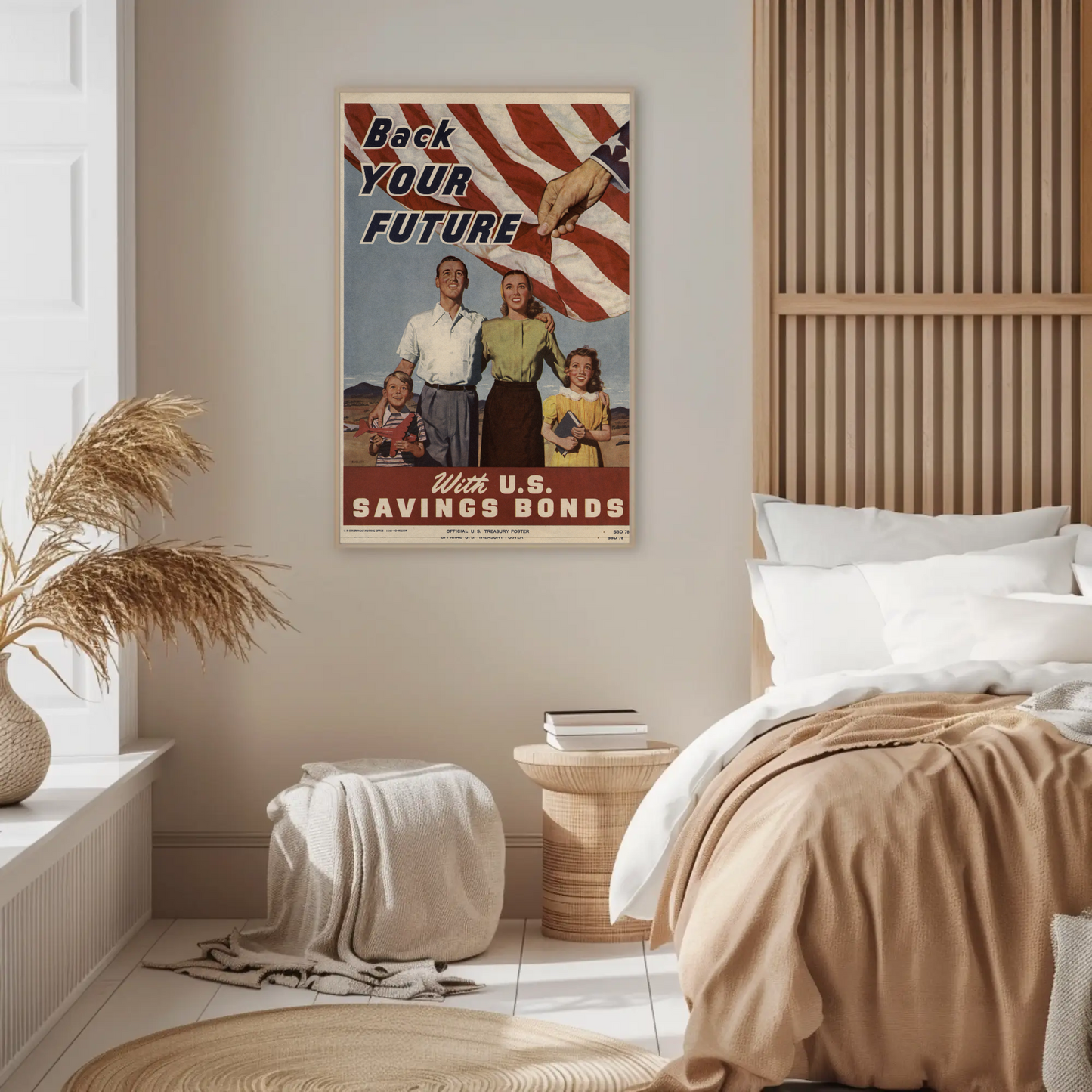 Back Your Future With U.S. Savings Bonds Vintage War Propaganda Poster