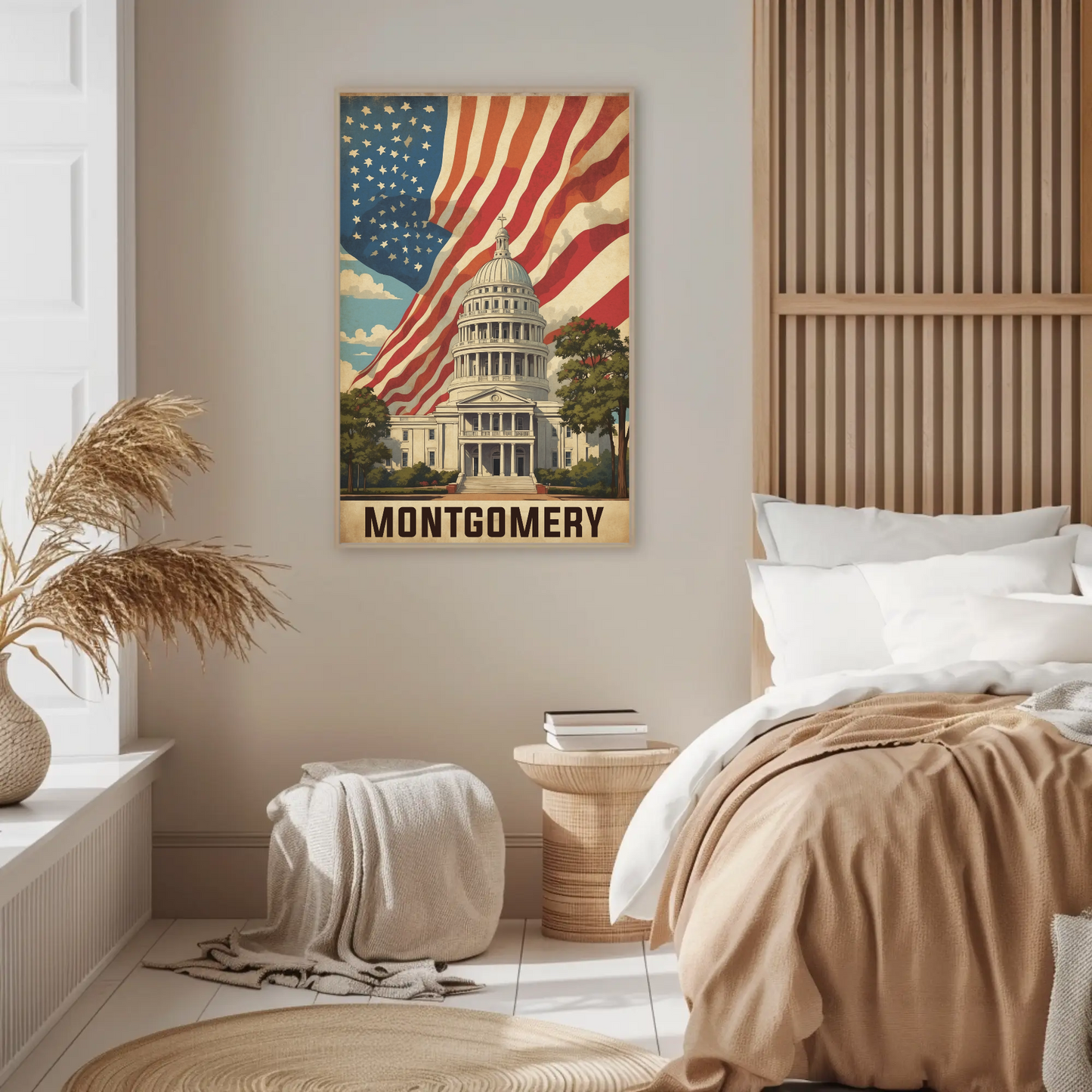 Montgomery Alabama Capitol Flag Vintage Travel Poster