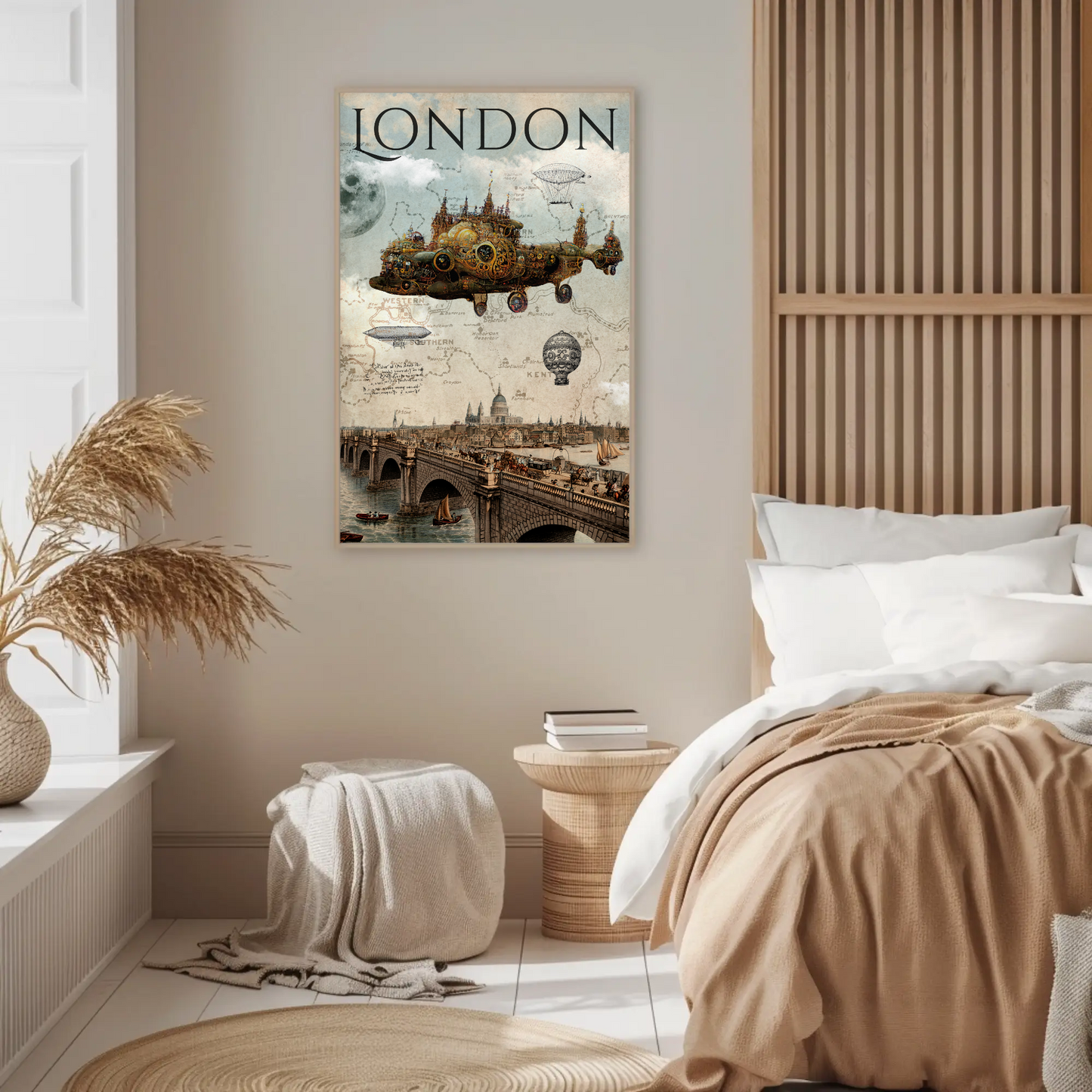 Vintage Poster Steampunk London Airship