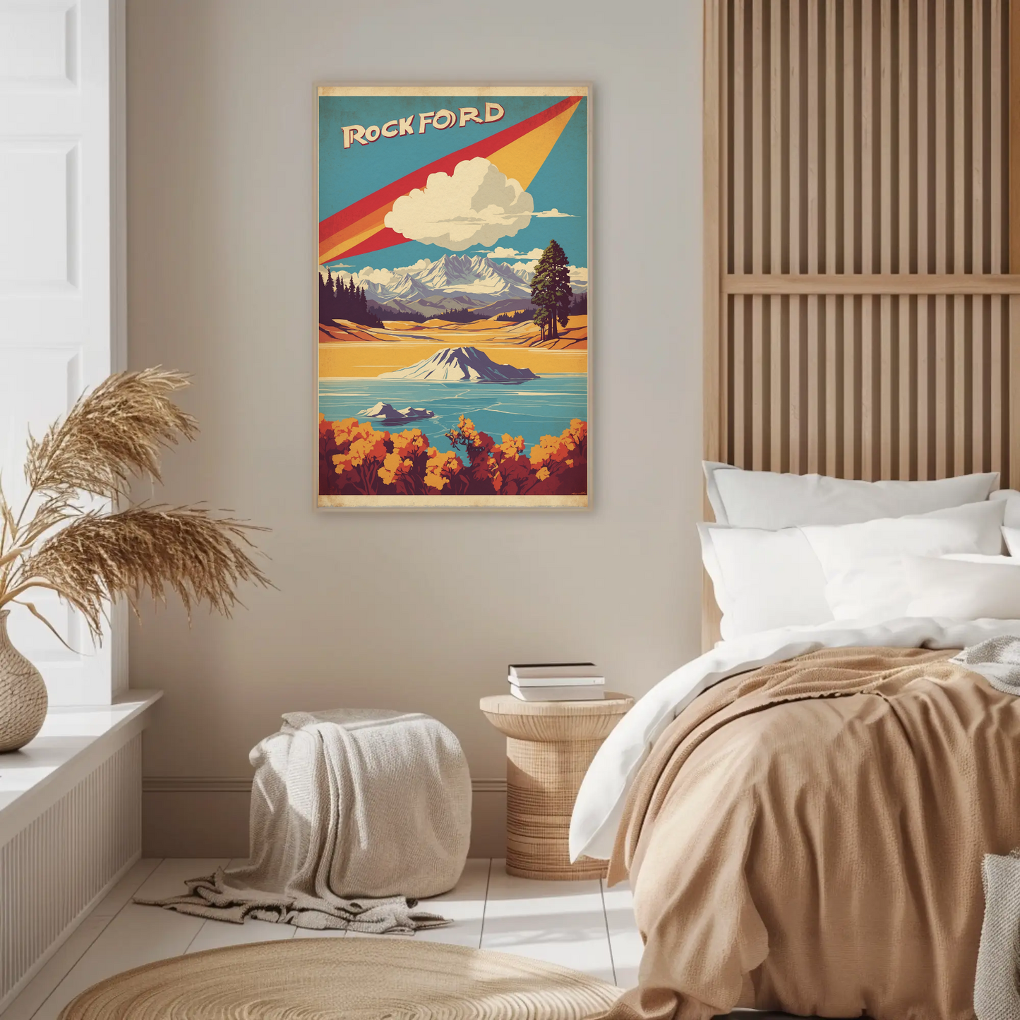 Rockford Illinois Vintage Travel Poster Artwork