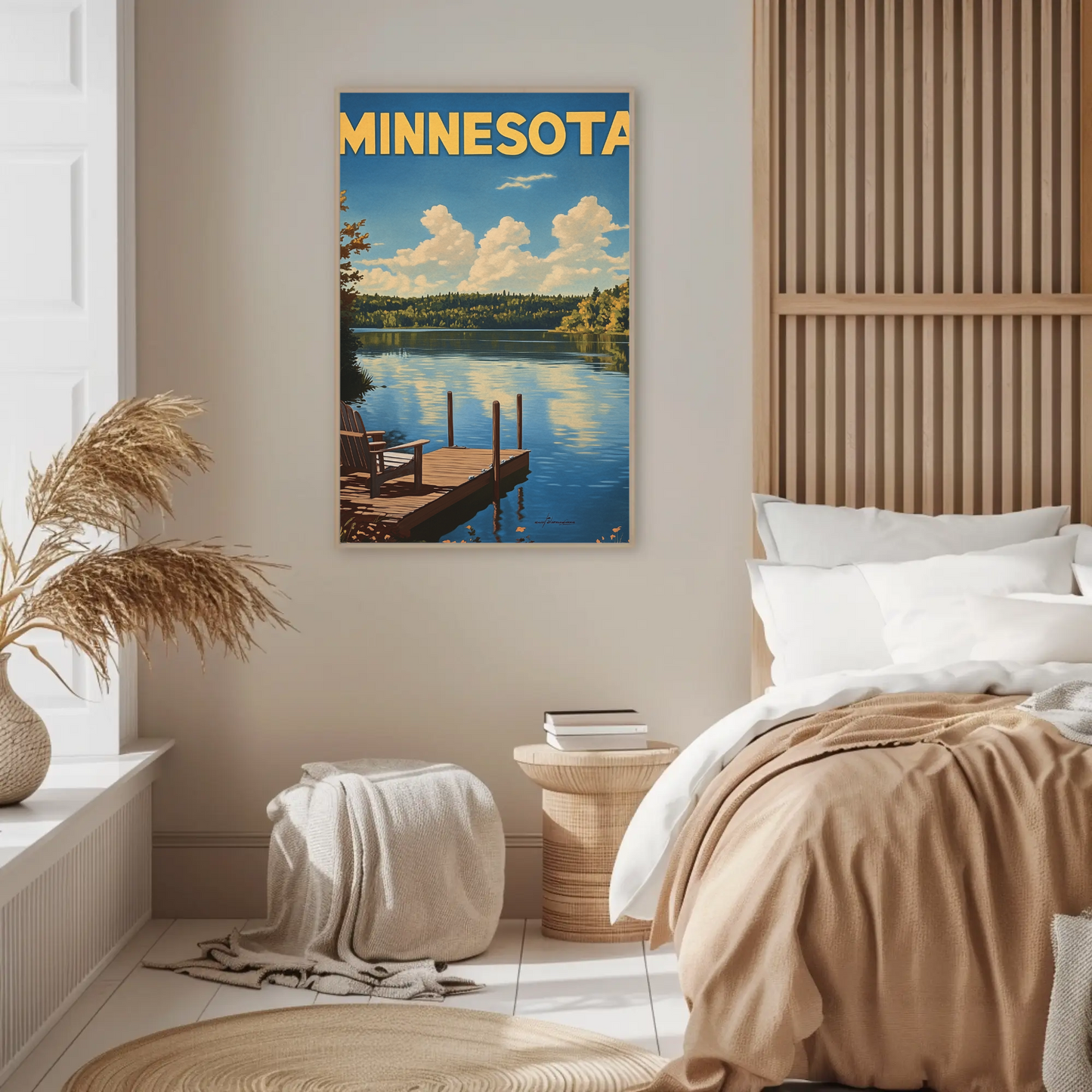 Minnesota Vintage Poster - Lakeside Dock View