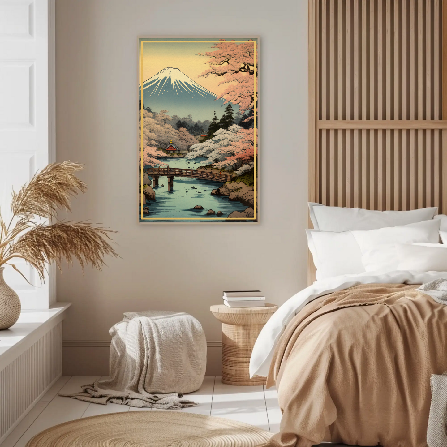 Mount Fuji Cherry Blossoms Spring Japan Vintage Travel Poster