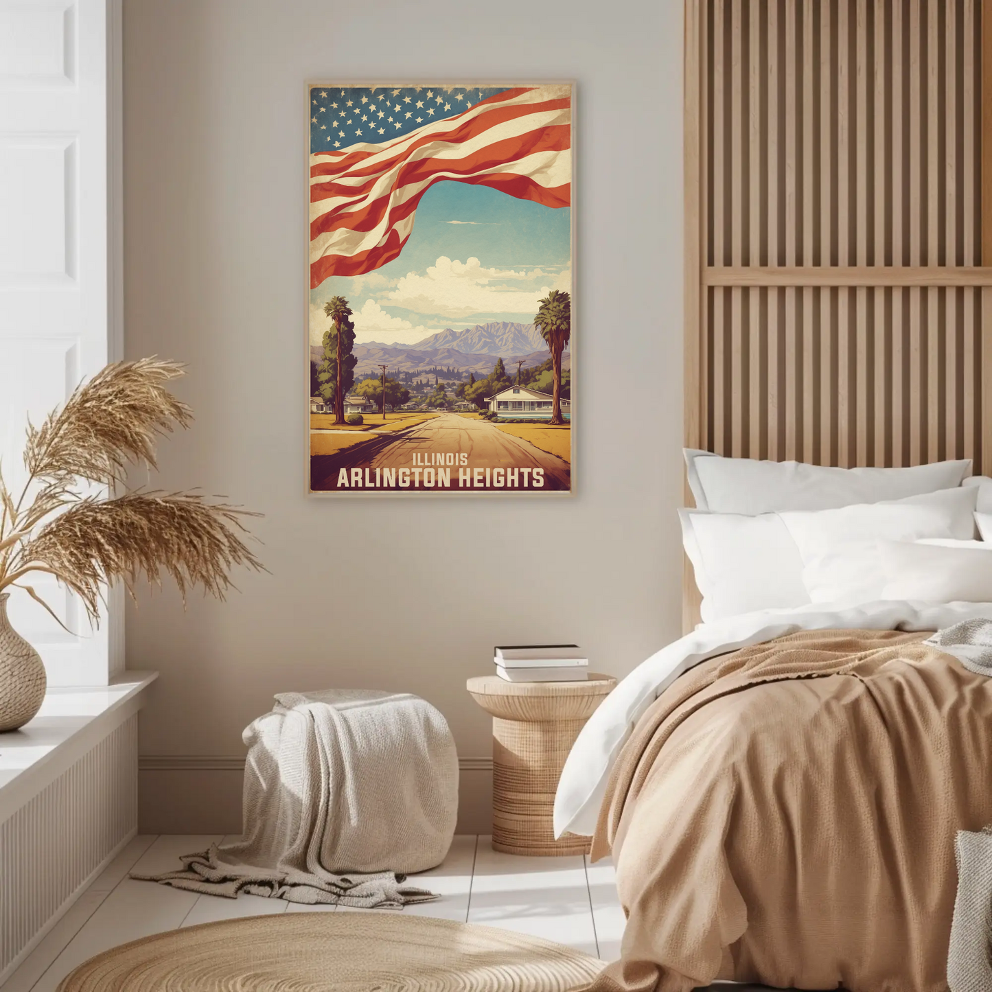 Arlington Heights Illinois Neighborhood View Vintage Travel Poster