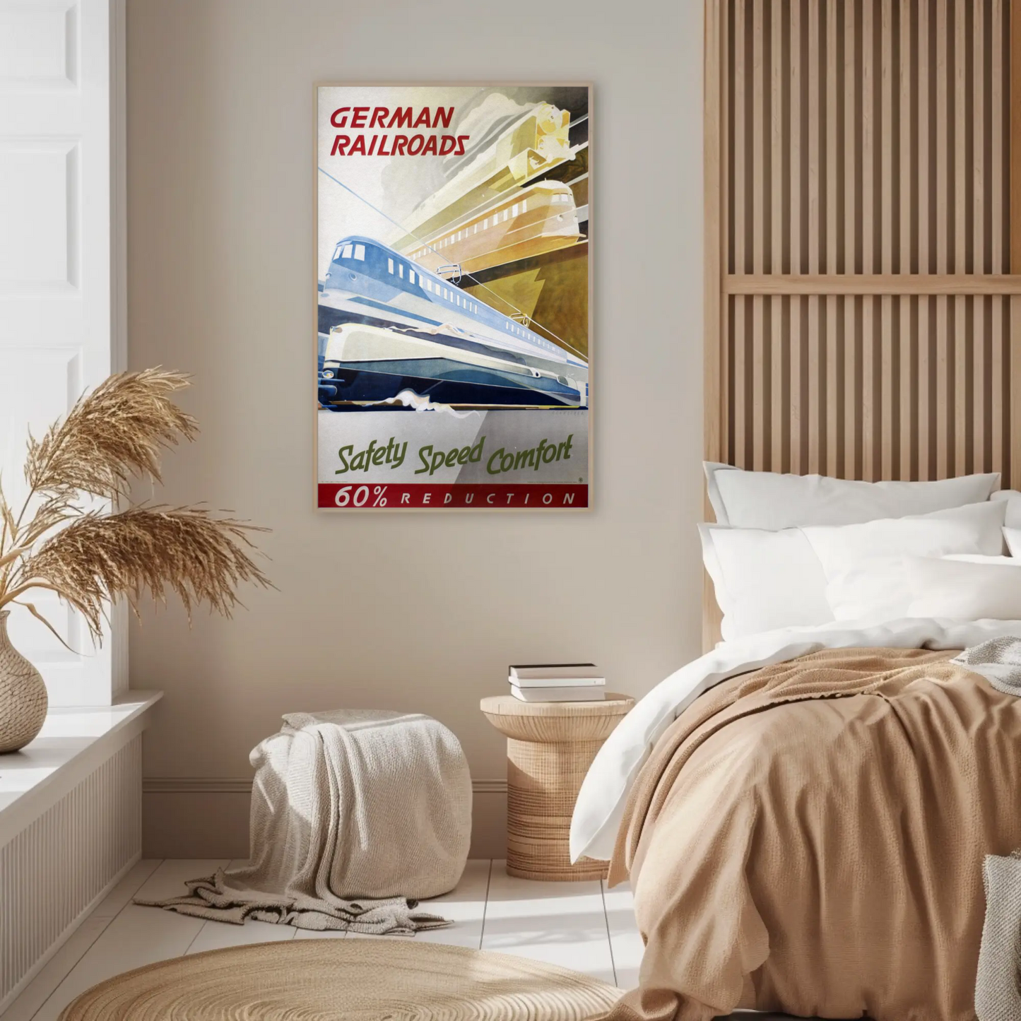 German Railroads Vintage Poster Speed Comfort