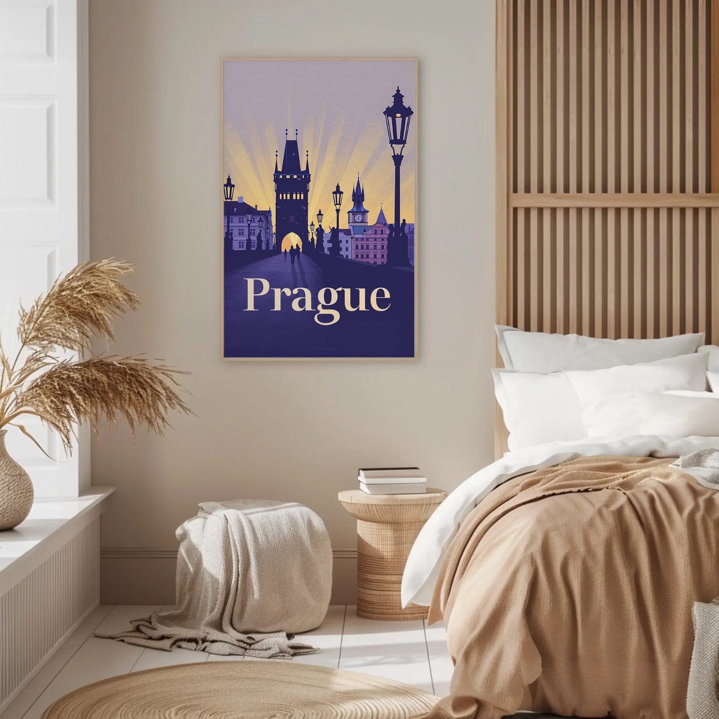 Prague Charles Bridge Sunset Silhouettes Poster