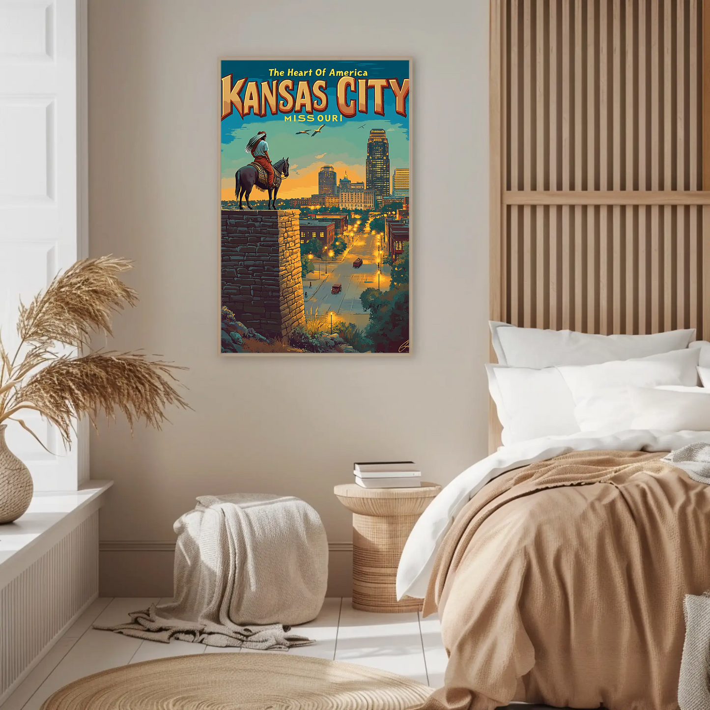 Kansas City The Heart of America Overlook Vintage Travel Poster