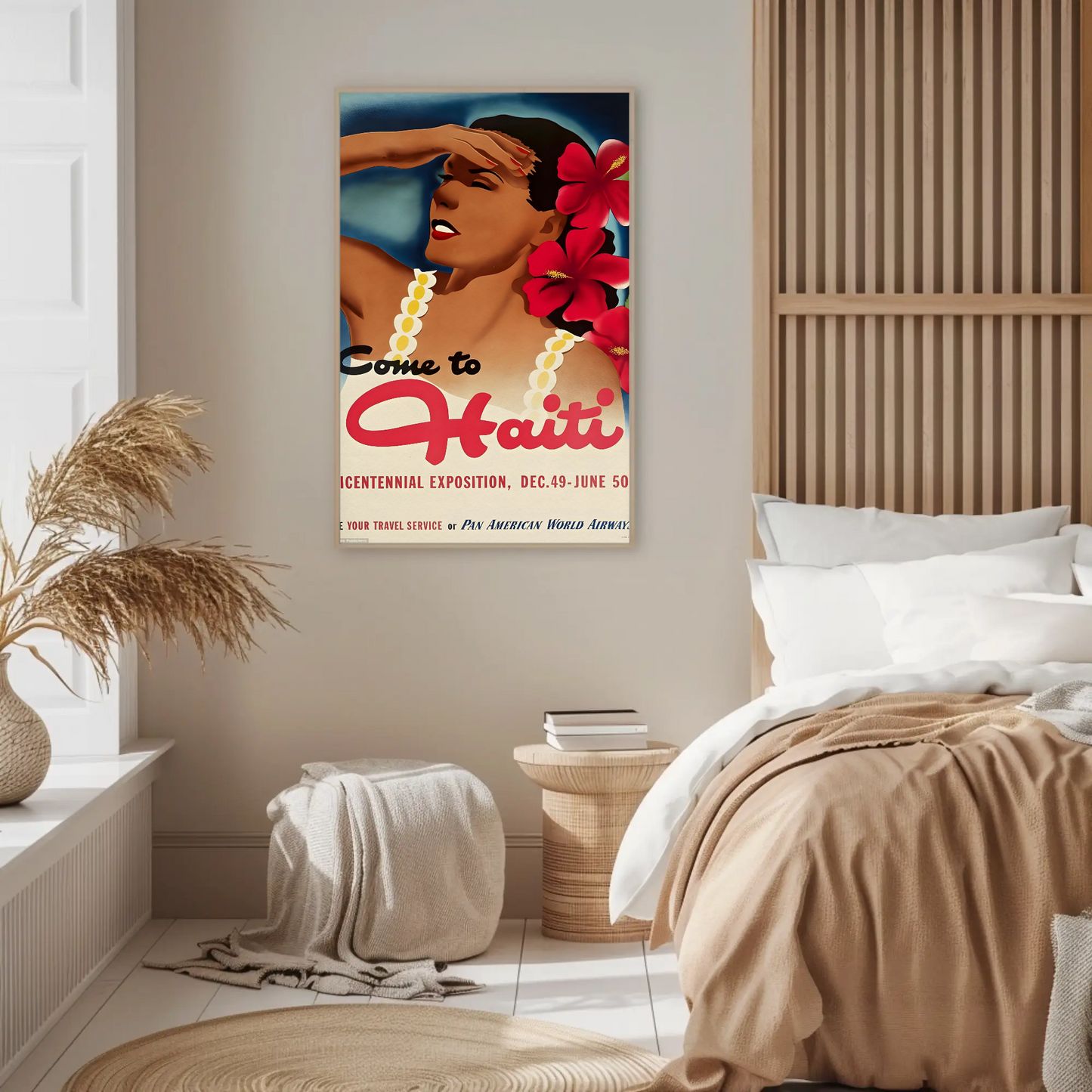 Haiti Vintage Poster Woman Flowers