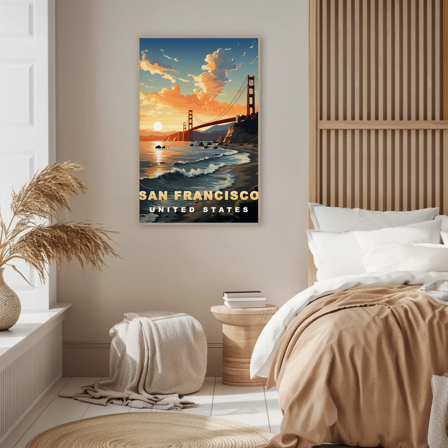 San Francisco Golden Gate Sunset Vintage Travel Poster