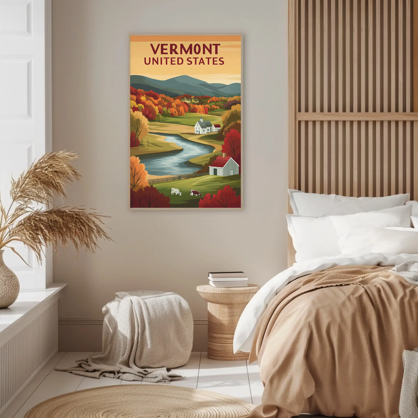 Vintage Travel Poster - Vermont Farm Valley