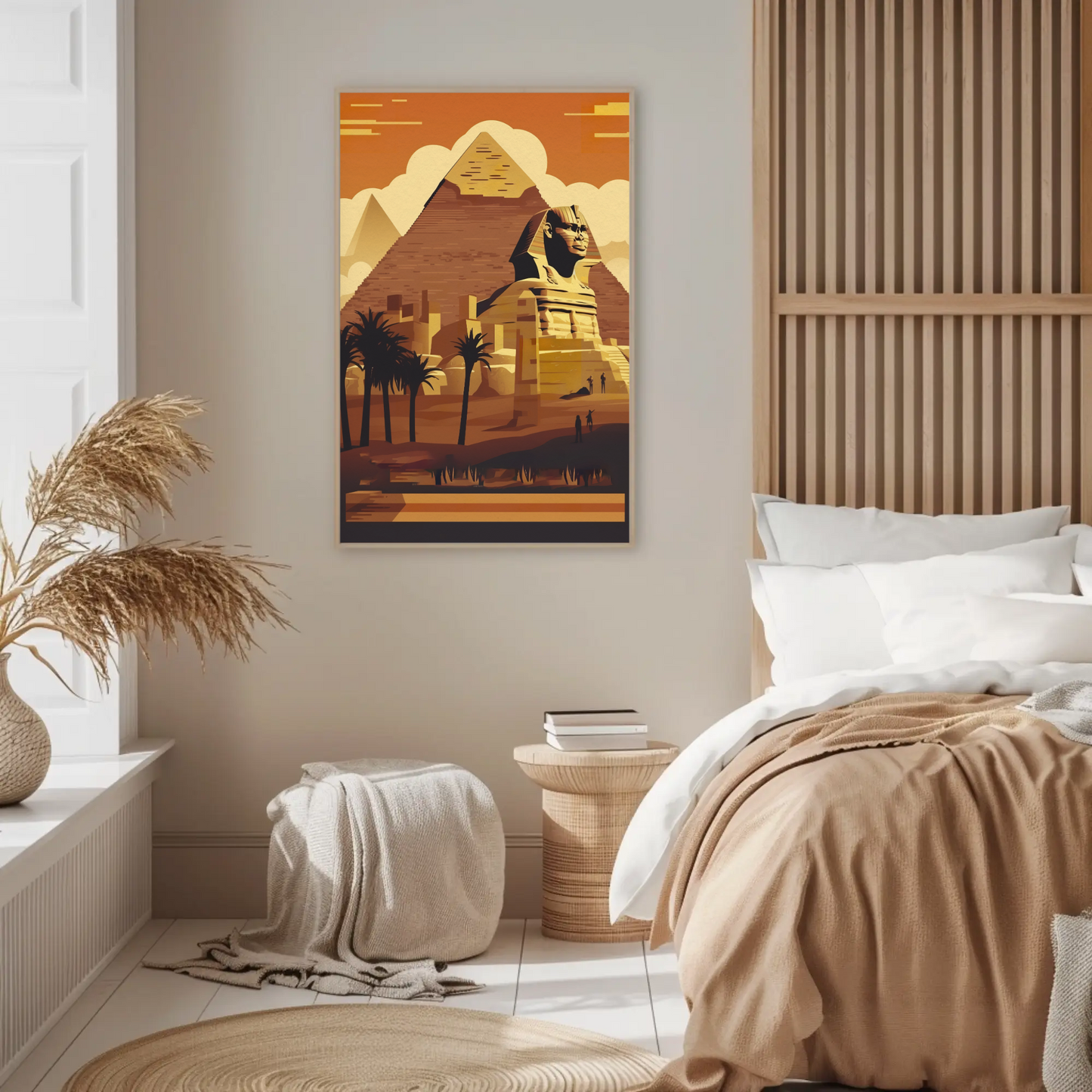 Sphinx Pyramid Desert Sunset View Vintage Travel Poster