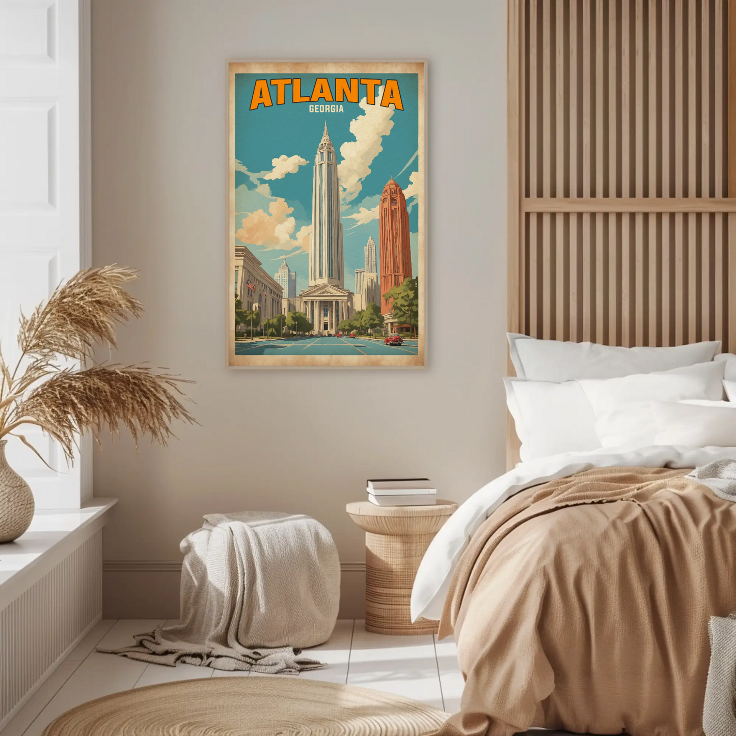 Atlanta Georgia Skyscraper Skyline Vintage Travel Poster