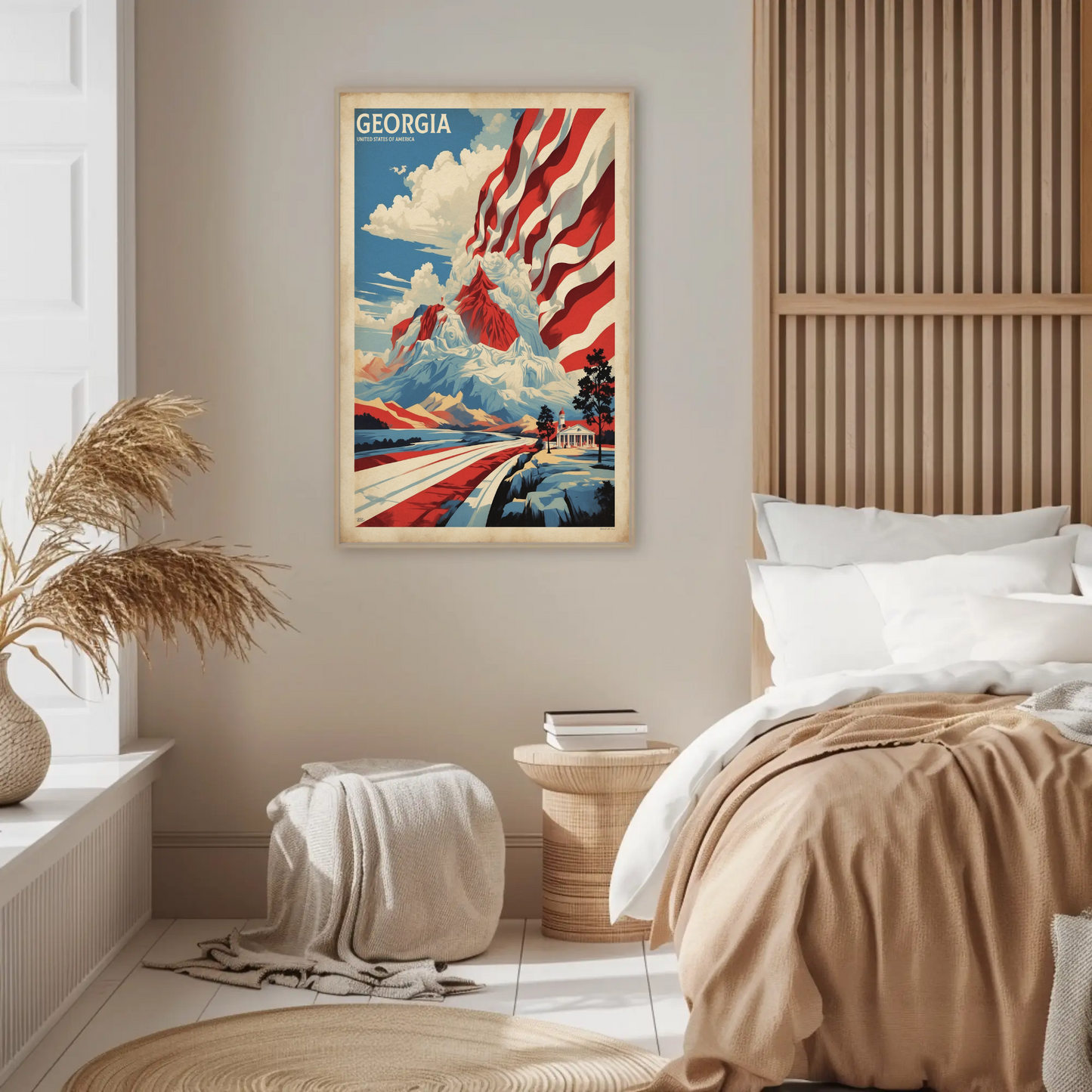 Georgia Mountain Flag Landscape Vintage Travel Poster