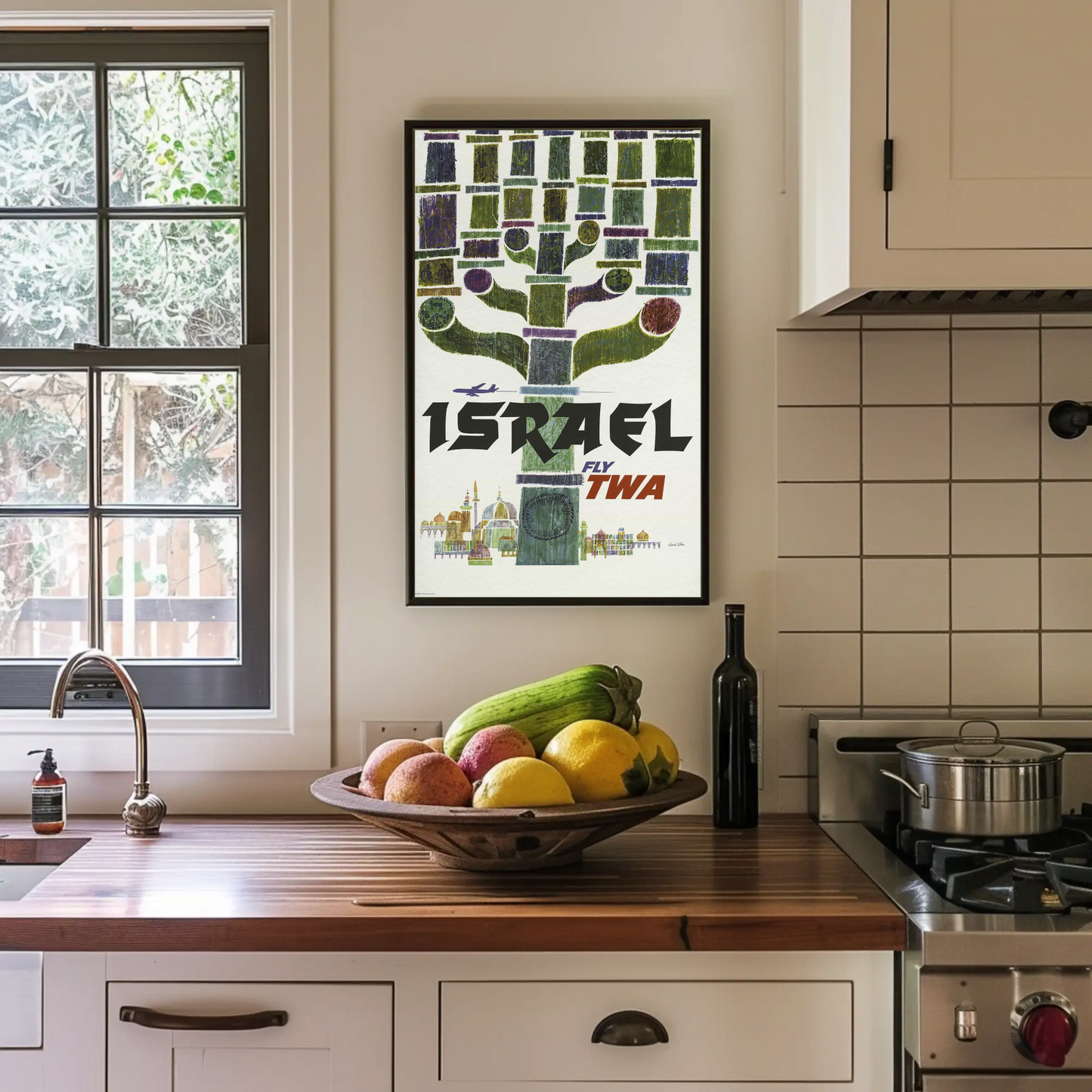 Visit Israel 1960s TWA Vintage Style Airline Travel Poster