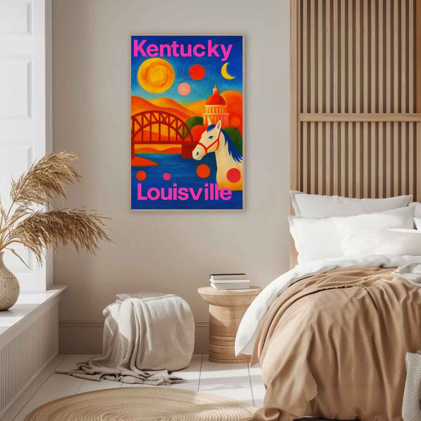 Louisville Kentucky Skyline Retro Vintage Travel Poster