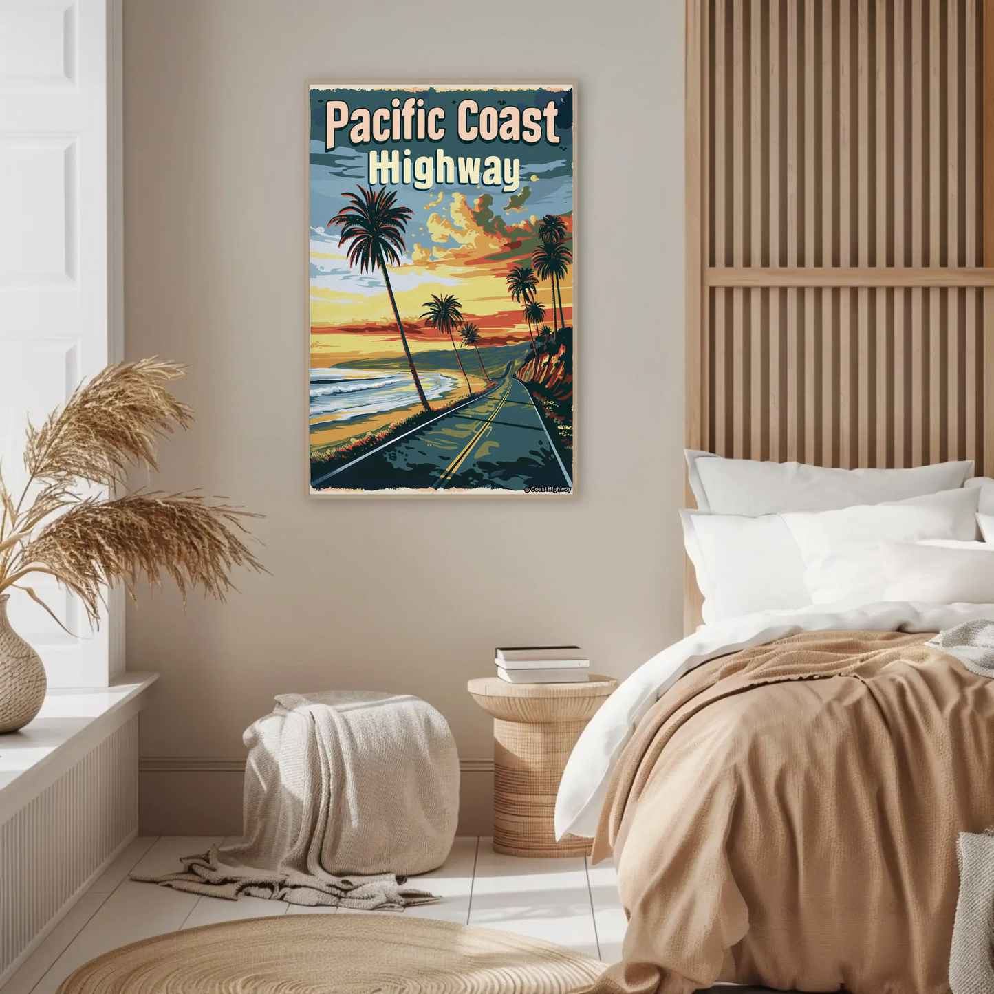 Pacific Coast Highway Vintage Poster - Sunset Road