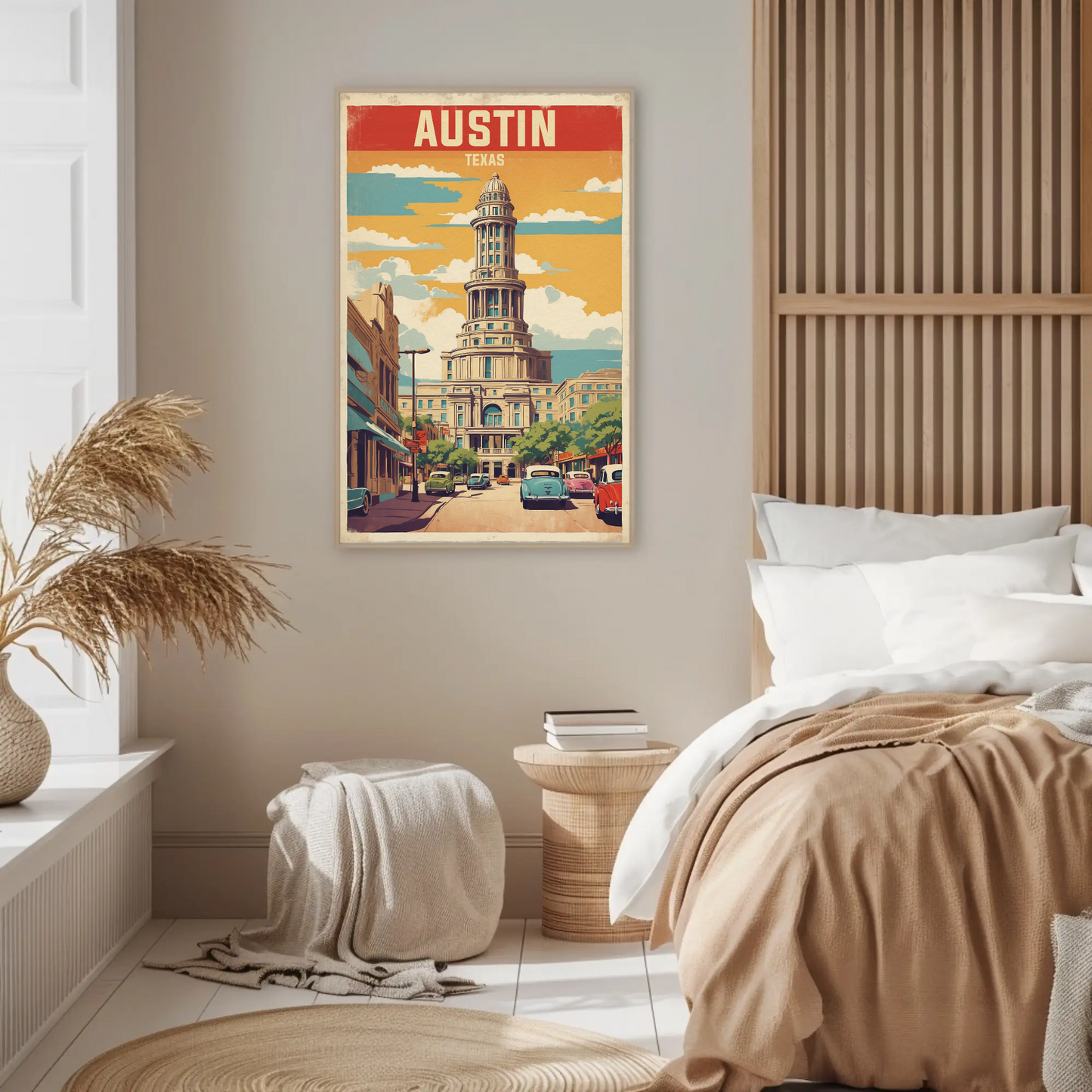 Austin Texas Downtown Capitol Vintage Travel Poster