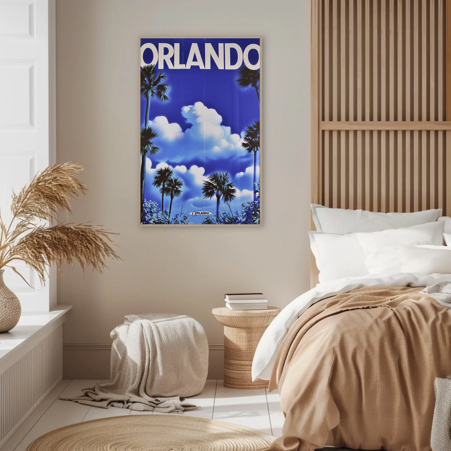 Orlando Florida Palm Trees Clouds Vintage Travel Poster