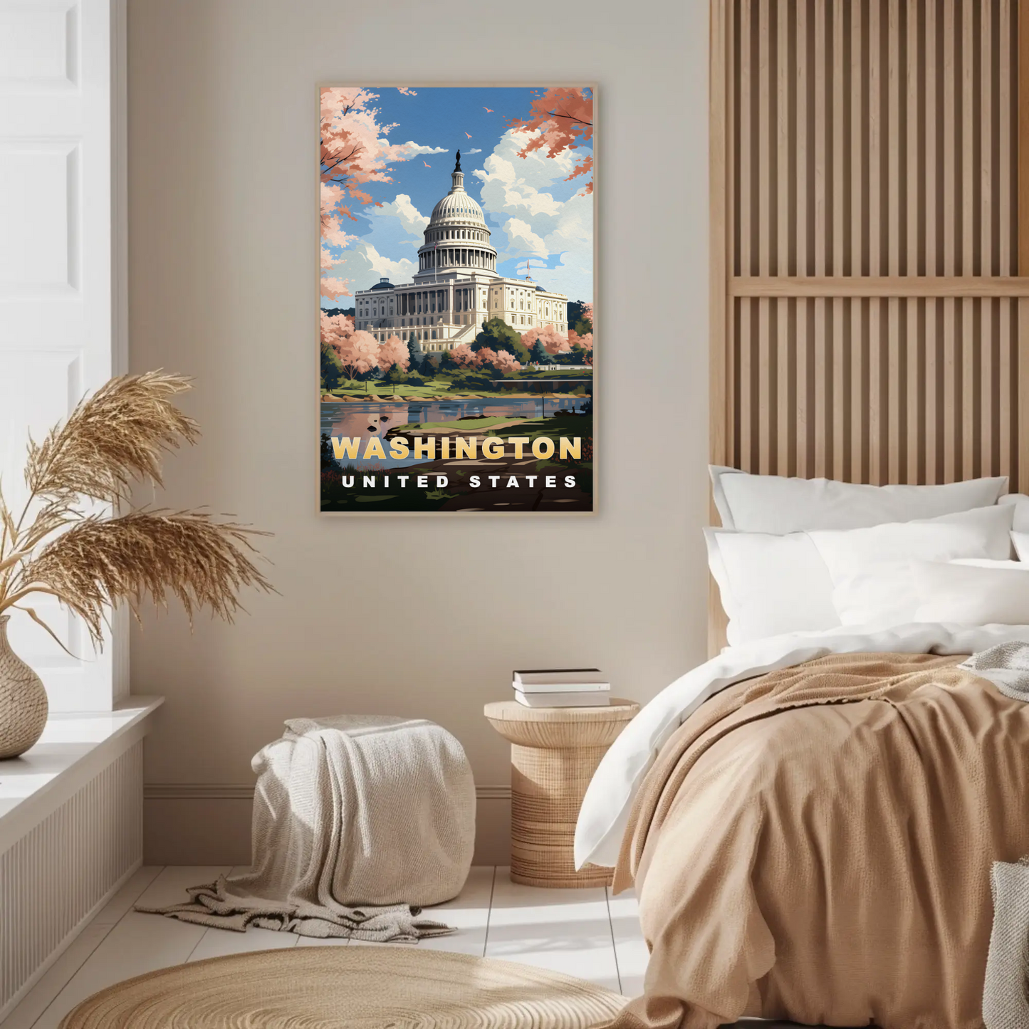 Washington DC United States Capitol Spring Vintage Travel Poster