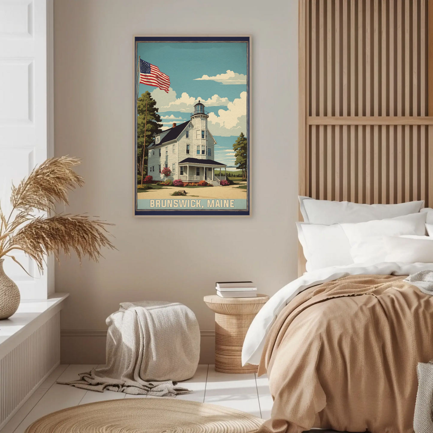 Brunswick Maine American Scene Art Vintage Travel Poster