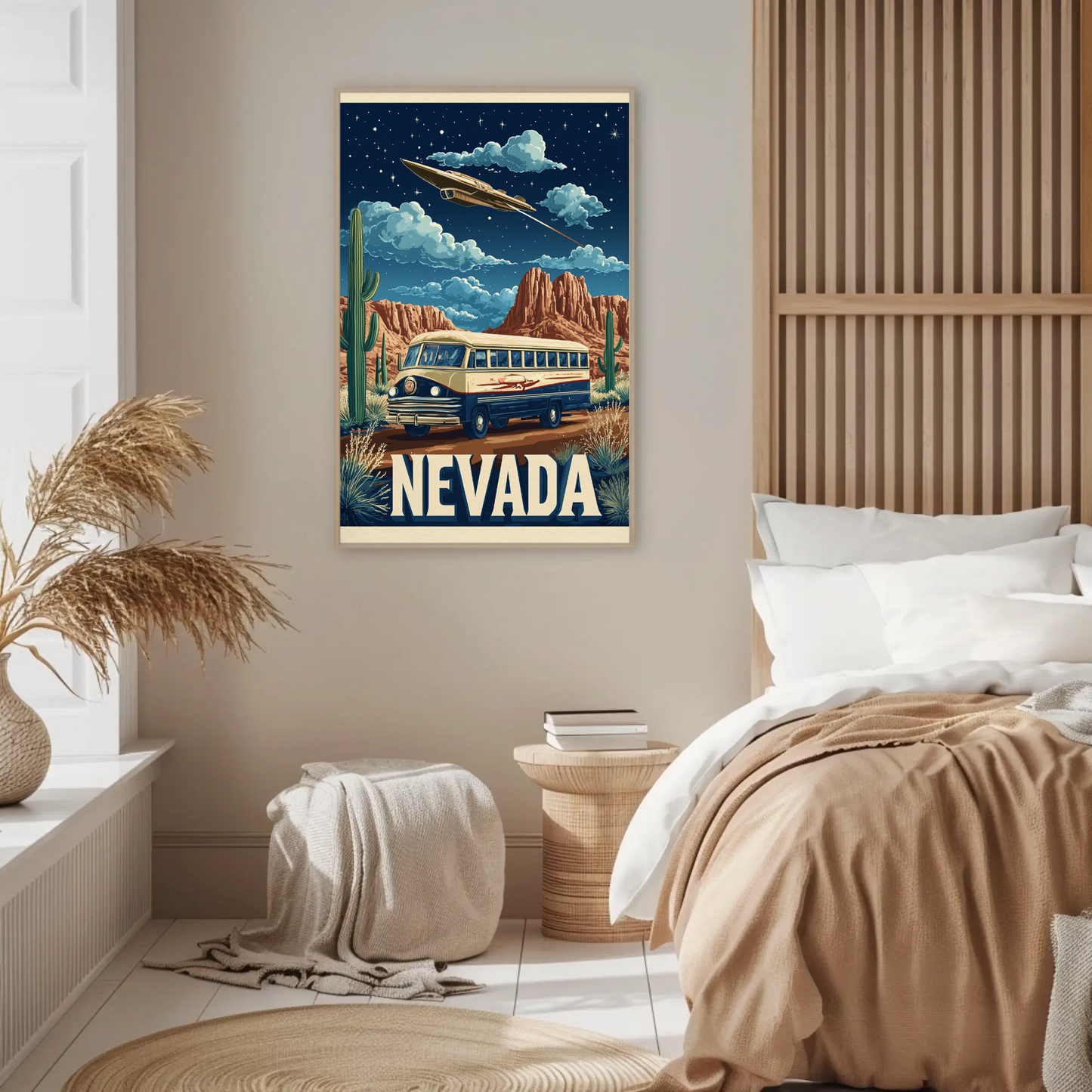 Vintage Poster Nevada Desert Bus UFO