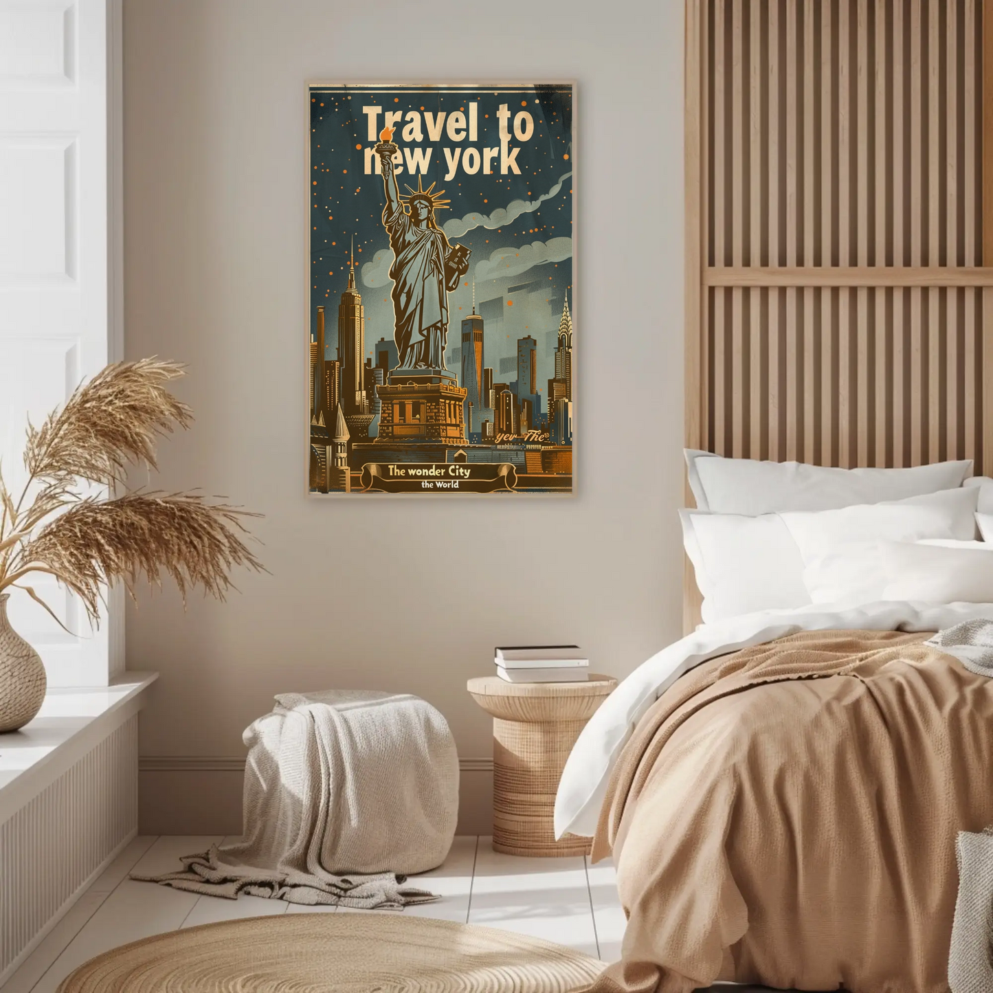 Travel to New York Statue of Liberty Vintage Poster
