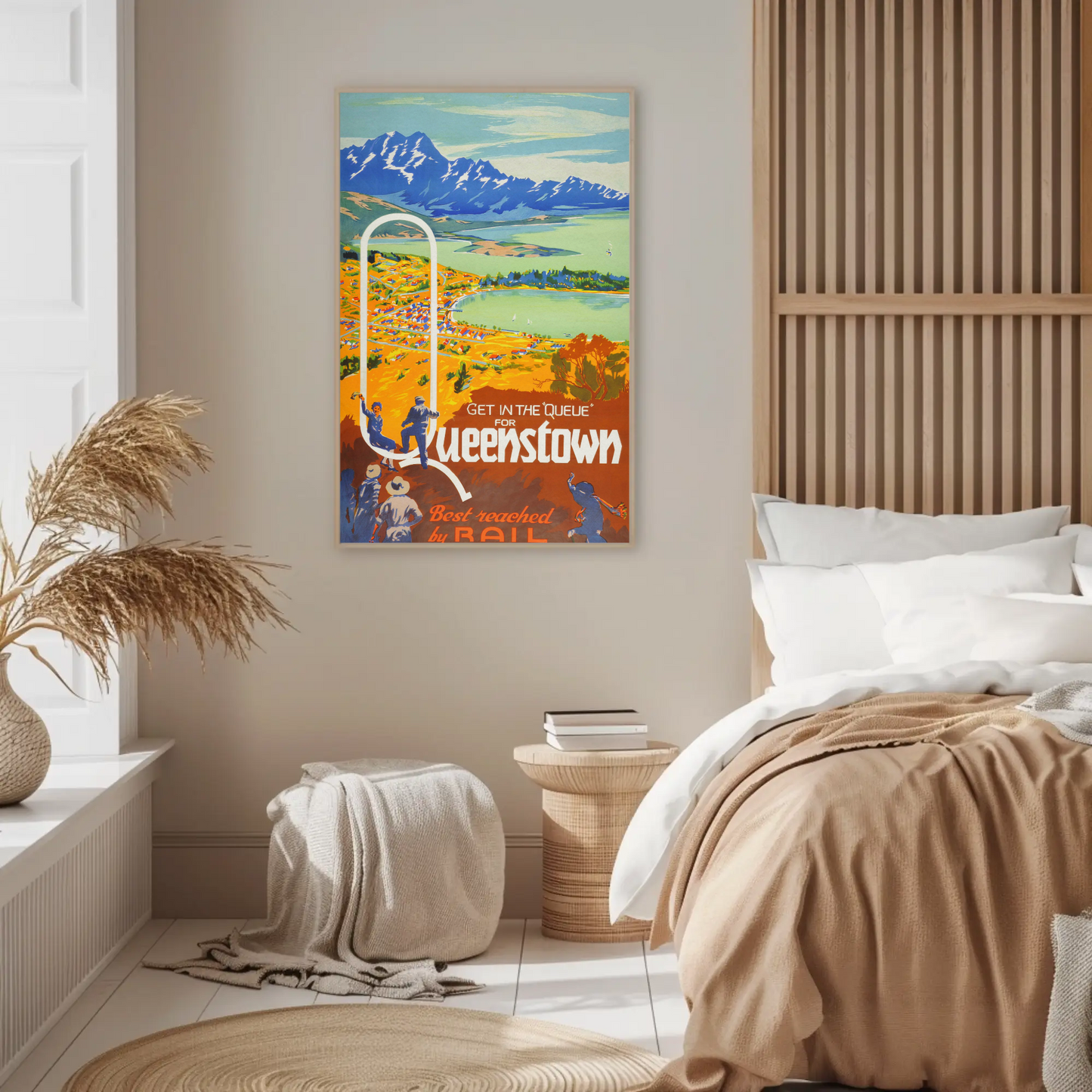 Queenstown Best Reached by Rail Vintage Poster
