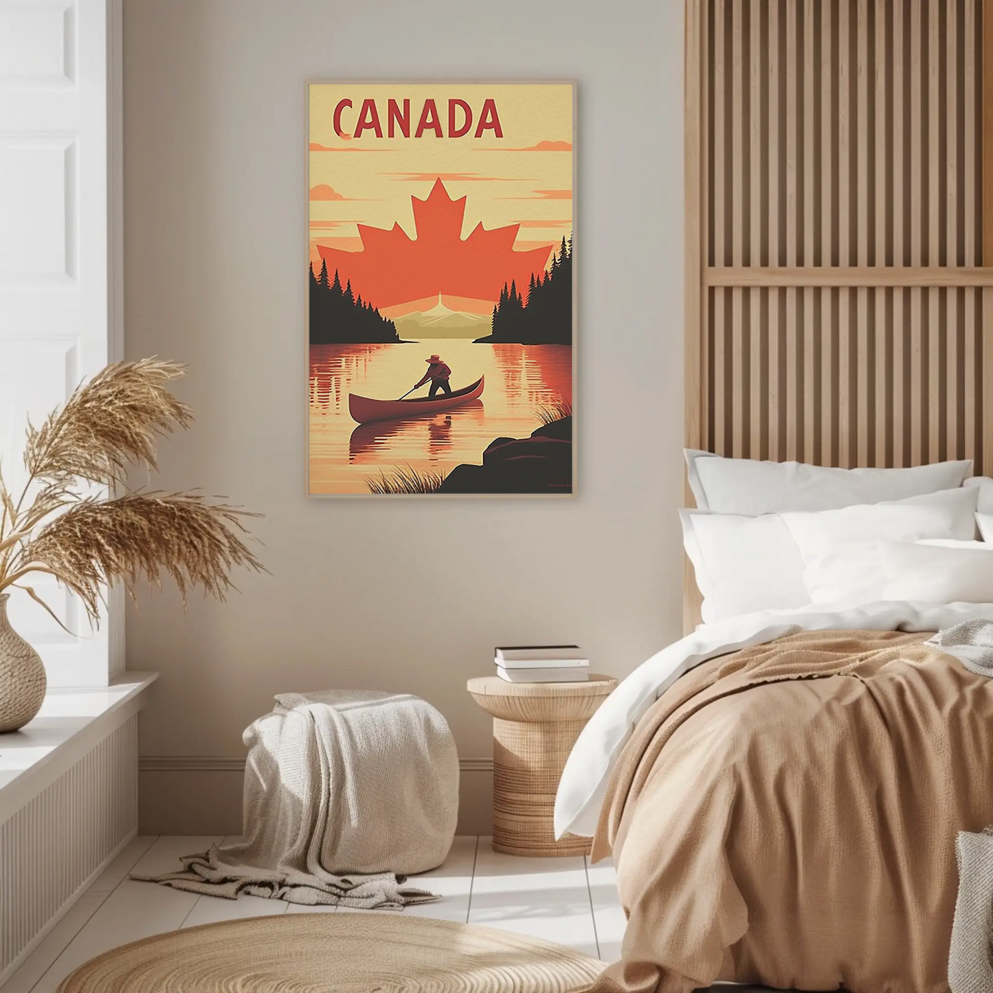 Vintage Poster Canada Canoe Sunset