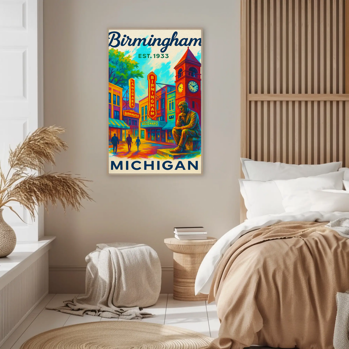 Birmingham Michigan Est. 1933 Wall Art Vintage Travel Poster